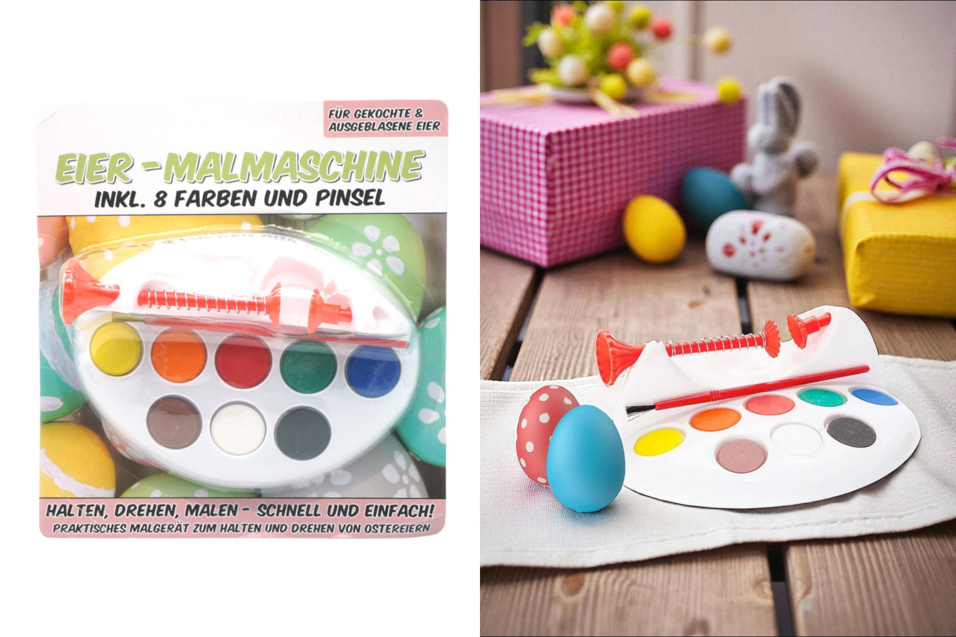 Ostereier Malmaschine, inkl. 8 Farben und Pinsel
