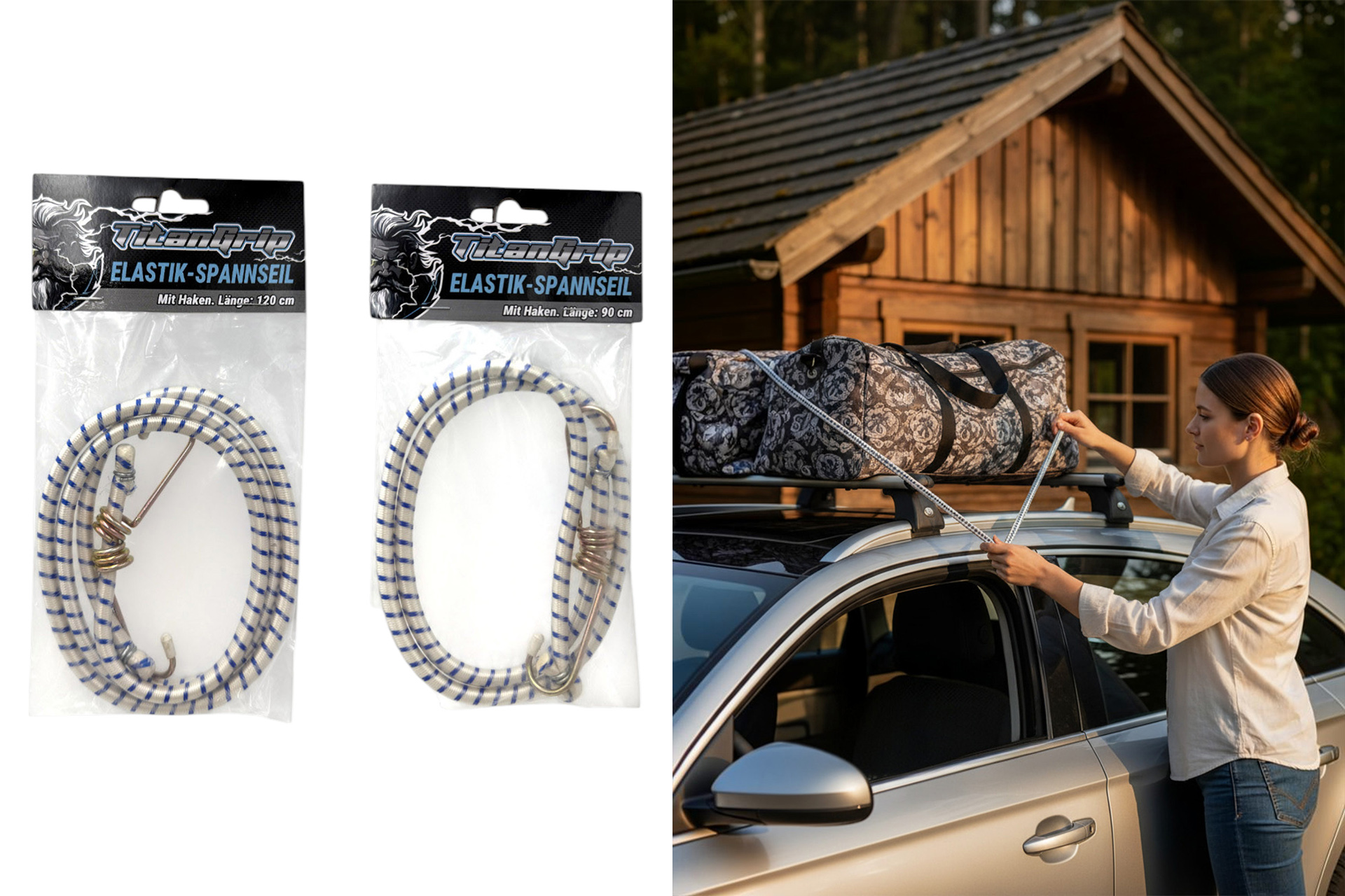 Spannseil mit Haken elastisch "Jumbo", 2 Längen (90cm, 120cm)