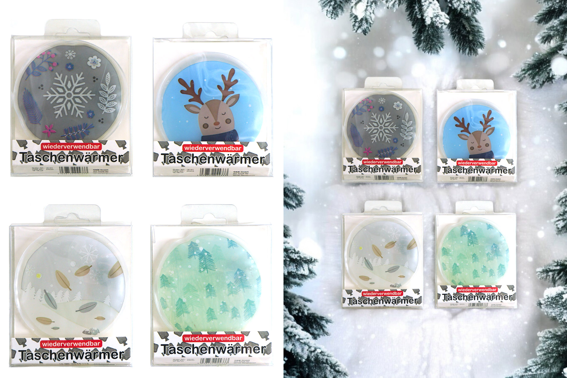 Taschenwärmer "Winter", 4 Sprüche