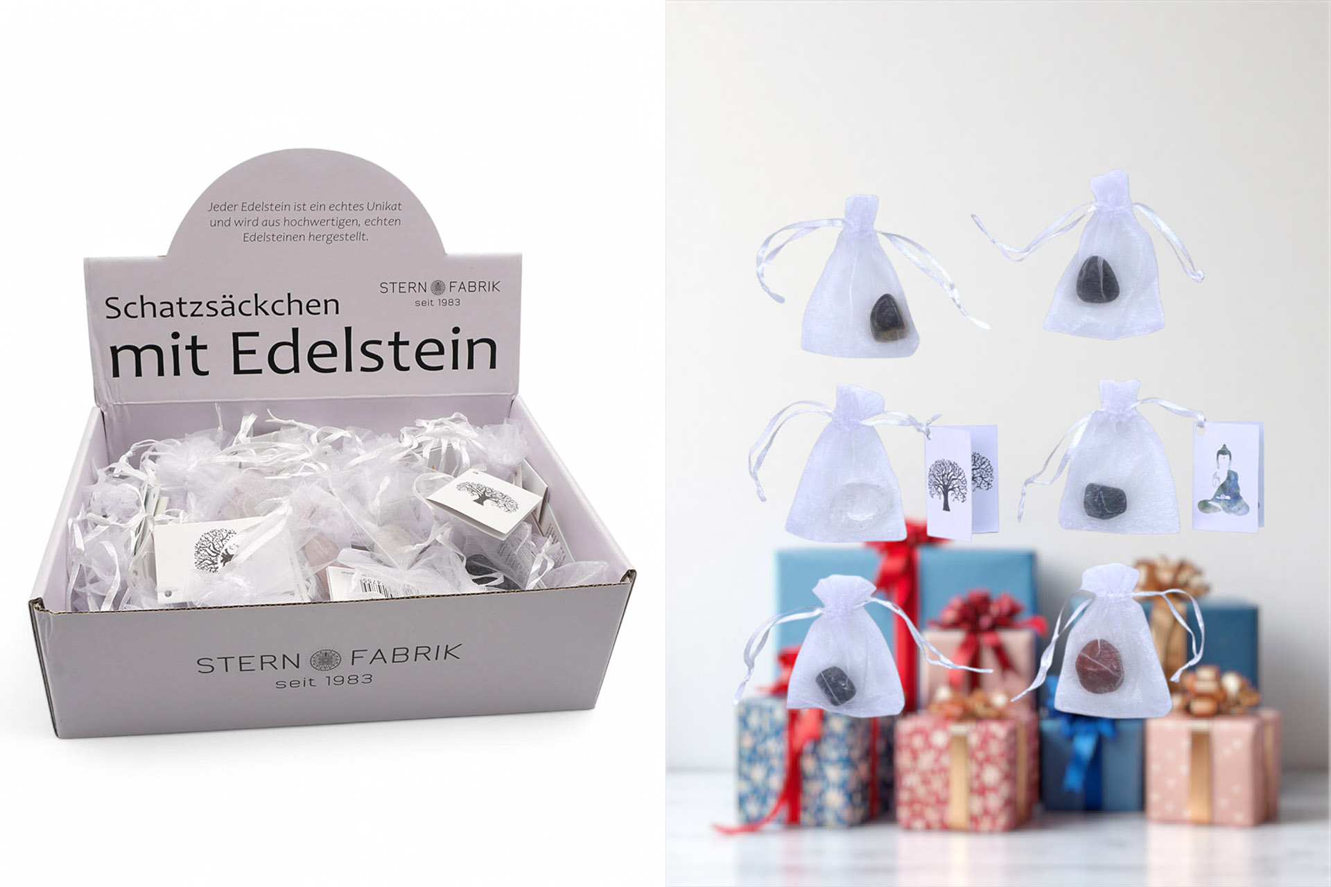 Edelstein im Geschenksäckchen "Heilstein" 10 Designs