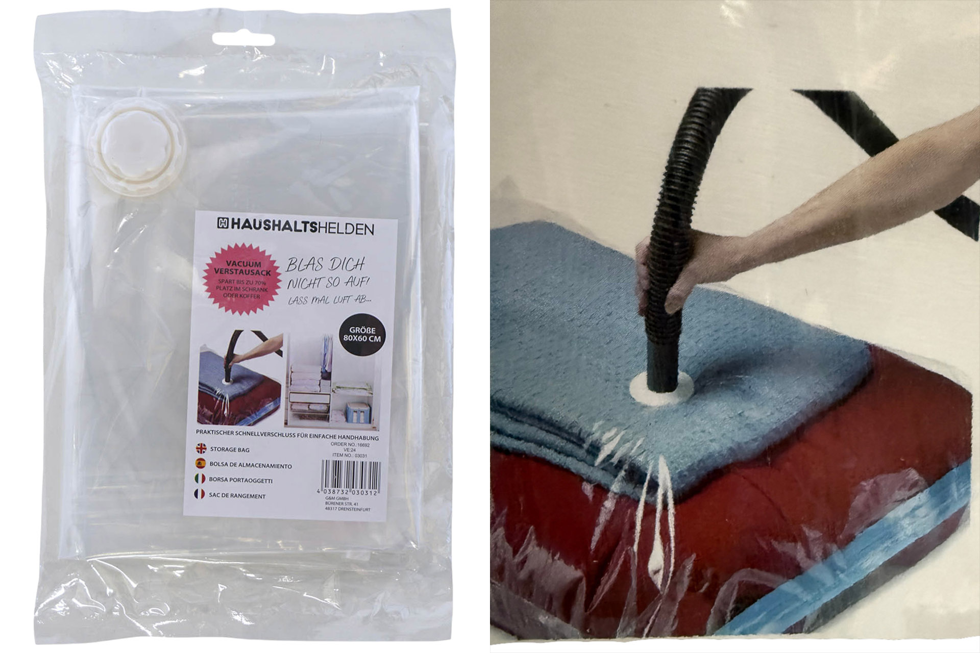 Vacuum Verstau Sack Größe 80x60cm