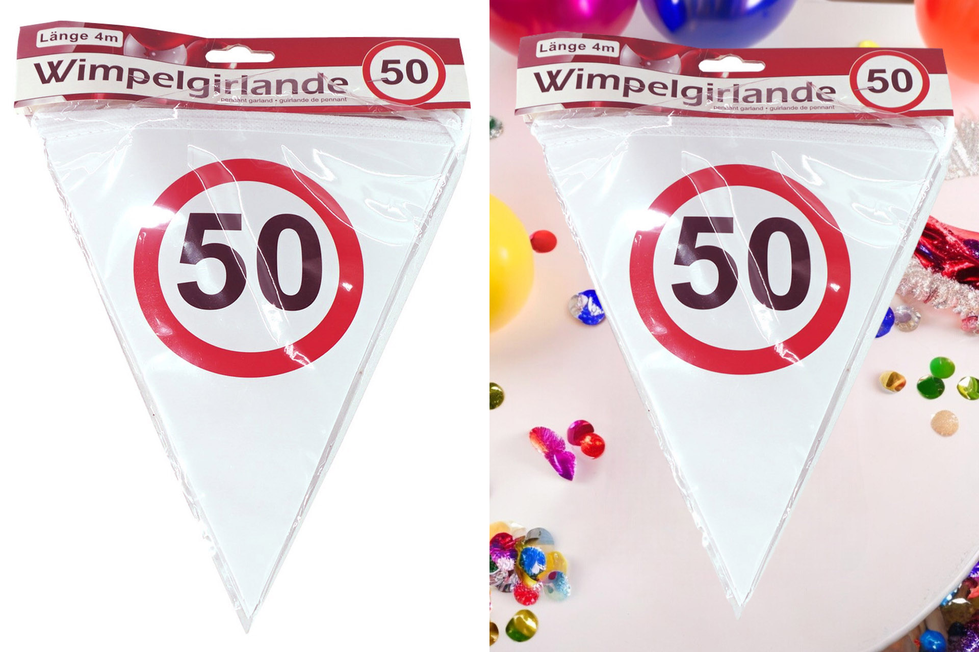Jubiläums Sortiment Refill für Display Wimpelgirlande Papier "50"