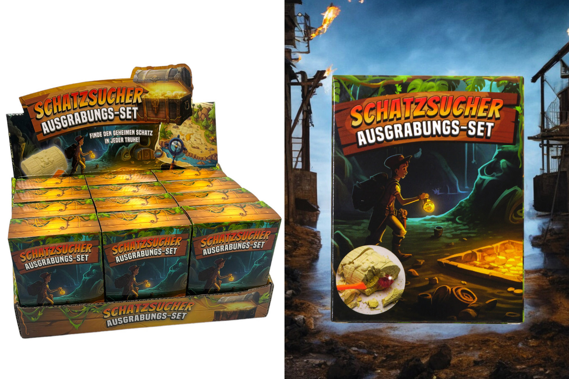 Ausgrabung Set "DIG IT" Schatztruhe 7,5x5x3cm, 12fach sortiert, im Display