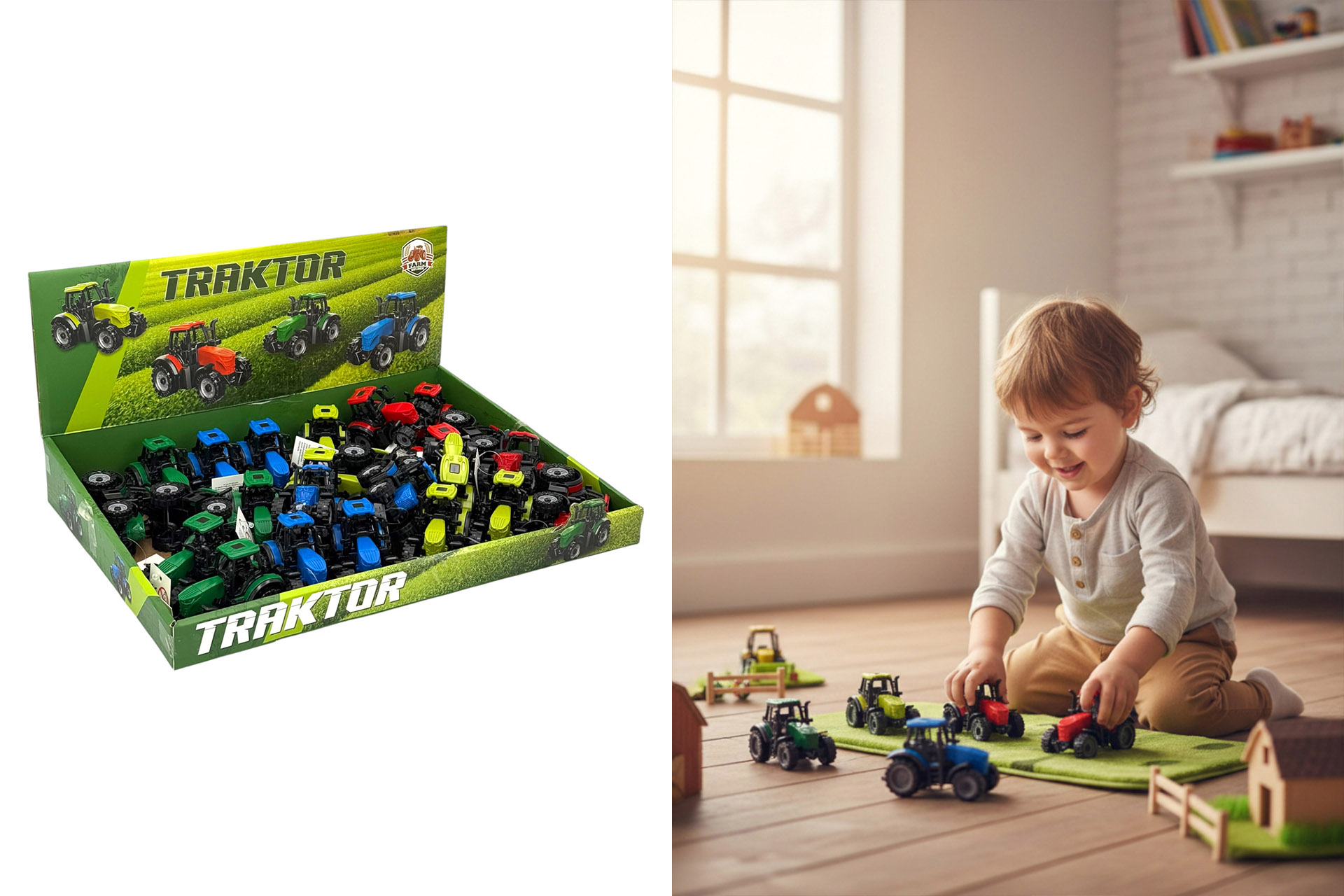 Spielzeug Auto "Trecker", 4,5x8,7x5cm, 4 Farben, im Dipslay