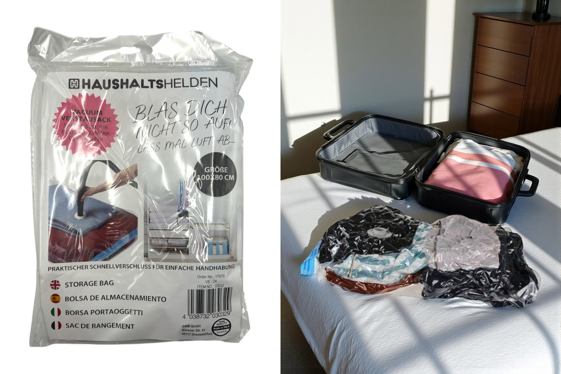 Vacuum Verstausack Größe 80x100cm