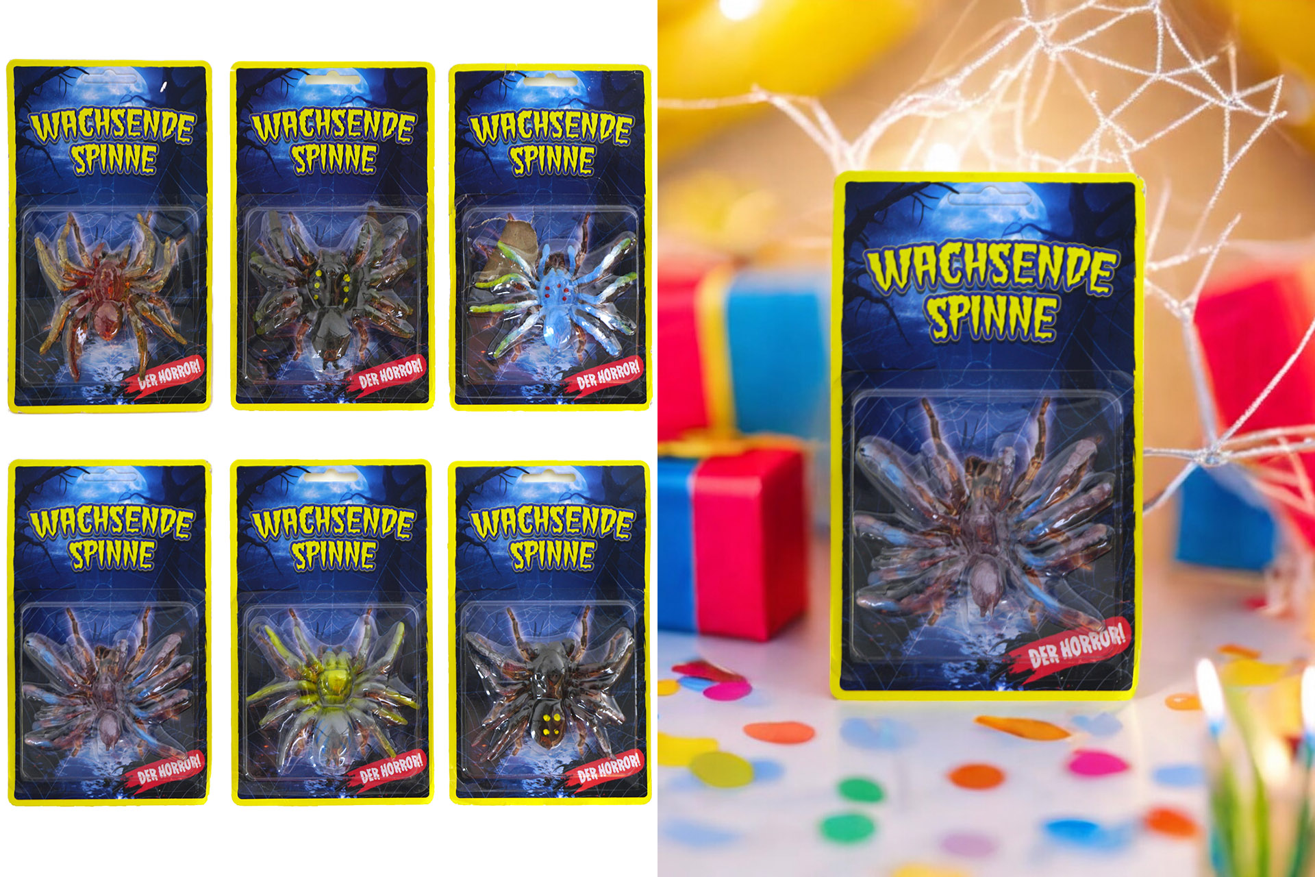 Spielzeug wachsende Spinne, 10x8x2cm, 6 Designs