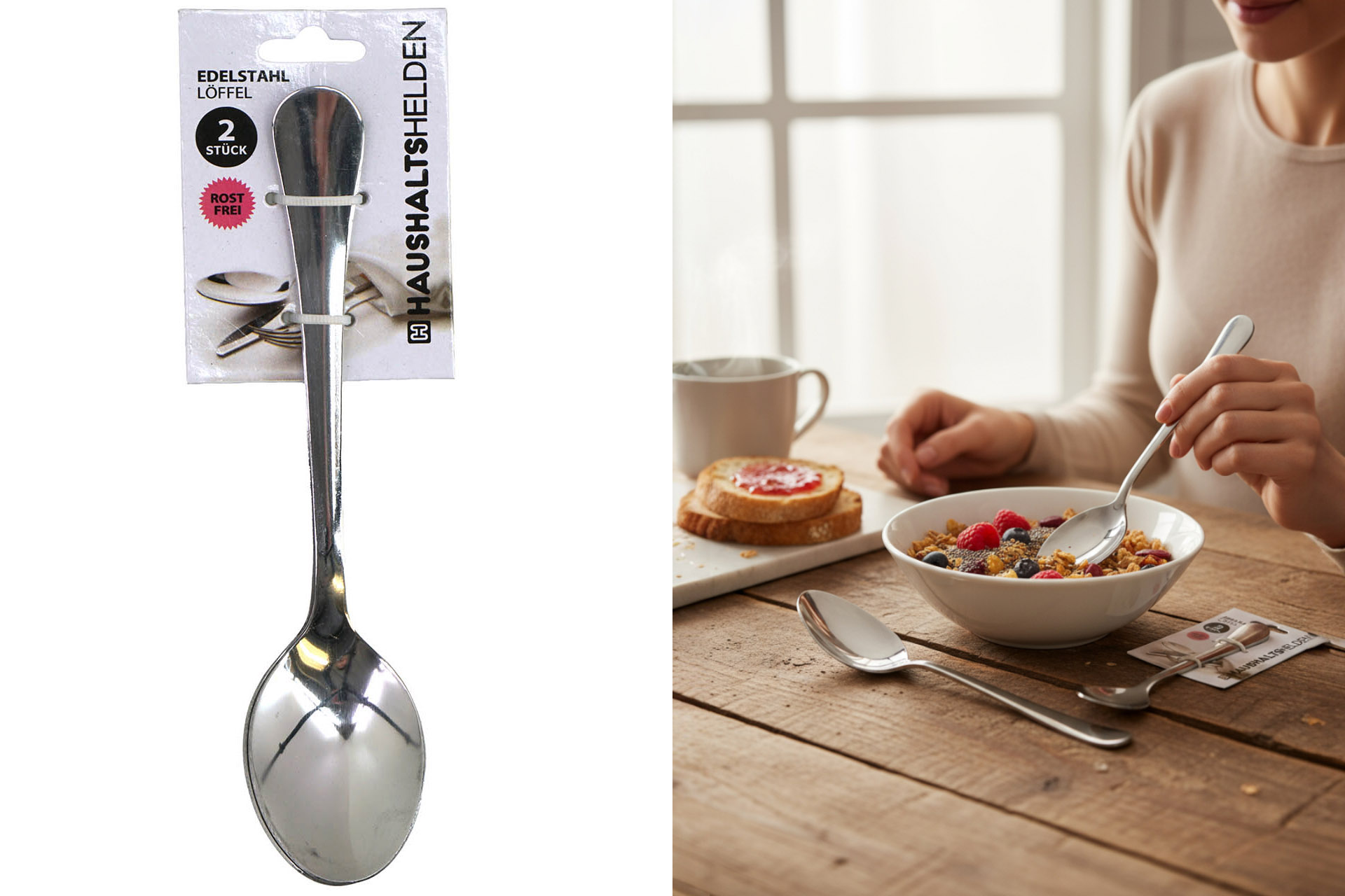Edelstahl "Deluxe" Löffel, 19,5cm, 2er Set