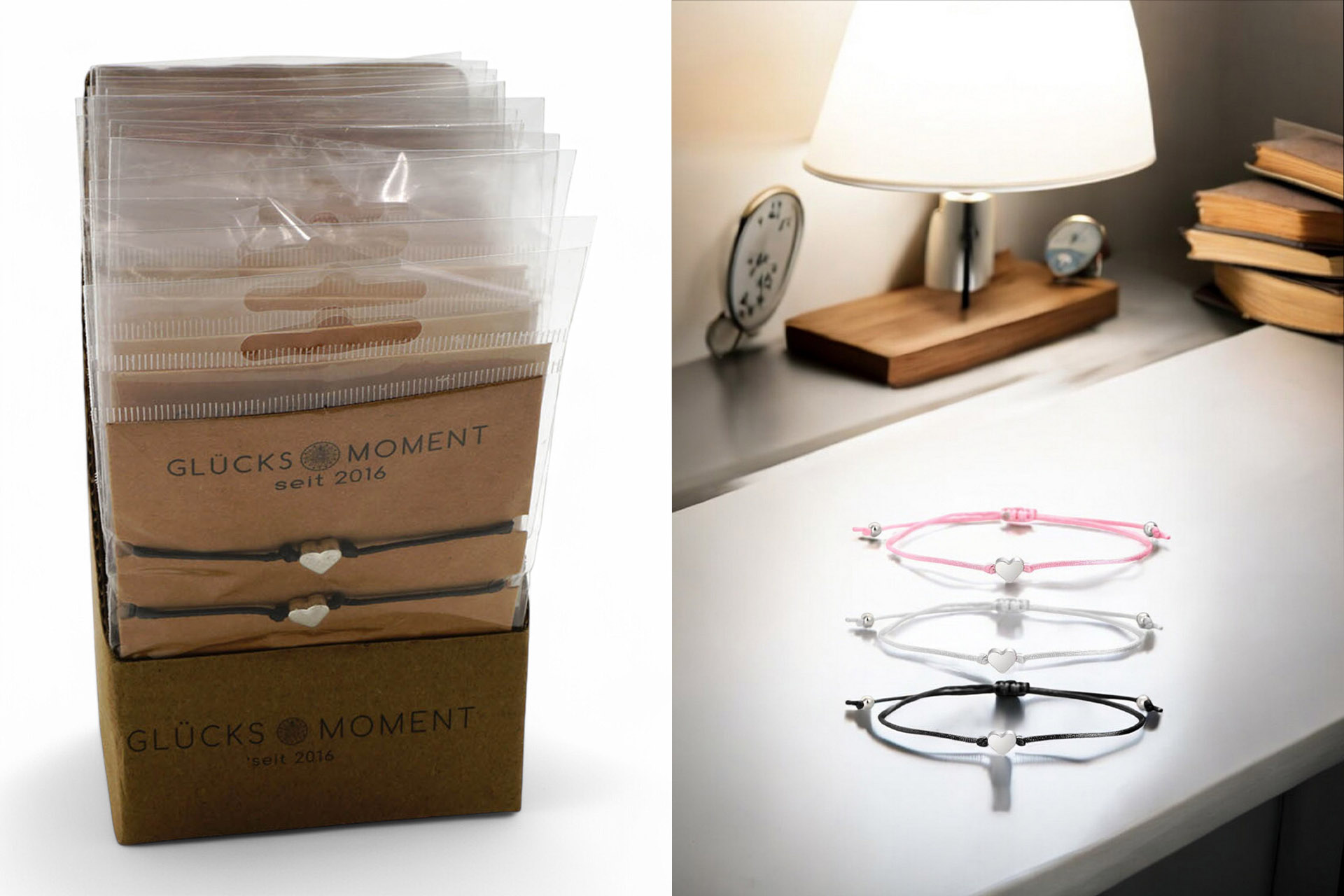 Armband "Herz" Partnerarmband, 2er Set, 4 Designs, 3 Farben, verstellbar, im Display