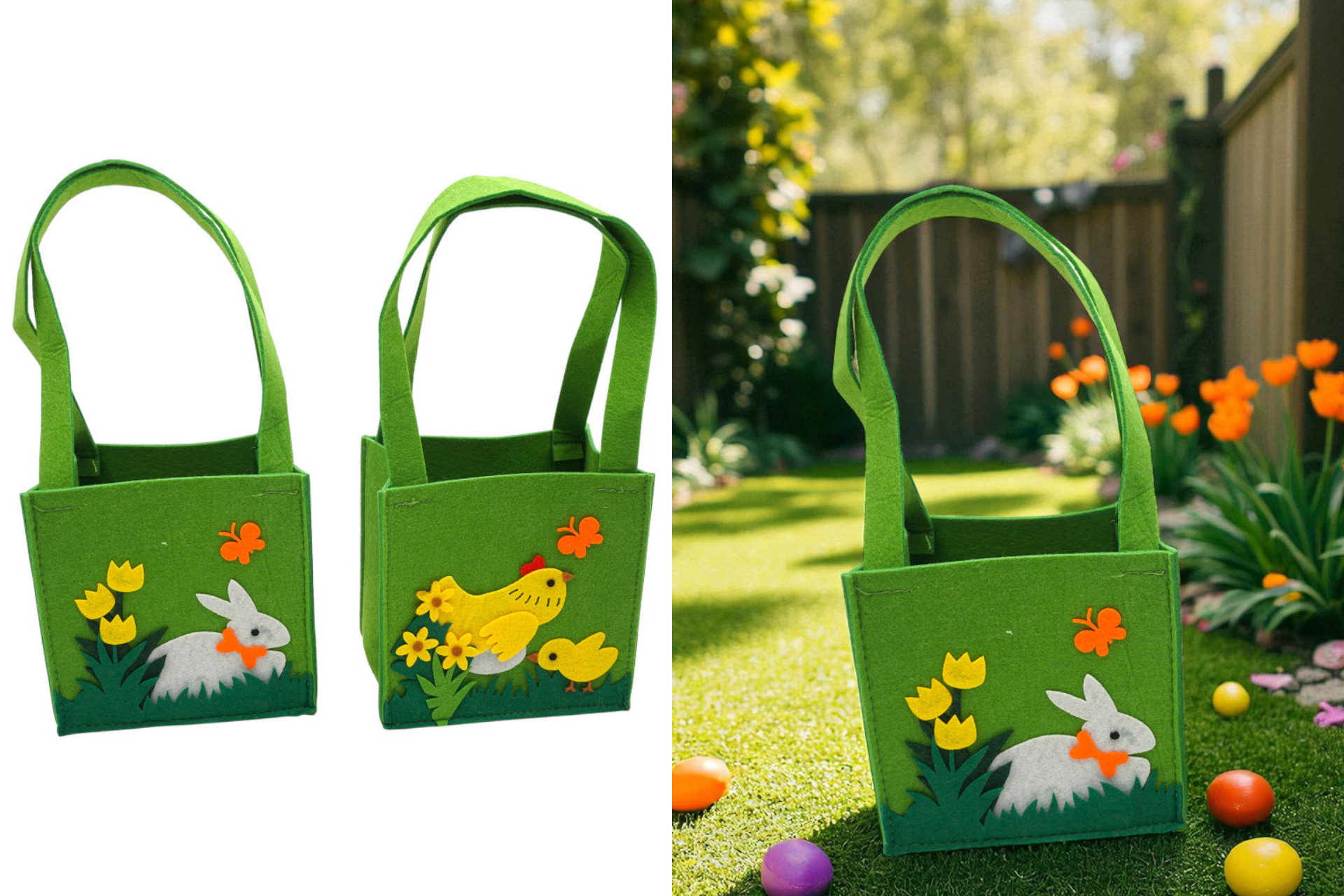 Osterkörbchen Filz "Hase/Küken" 15x32cm, 2 Designs