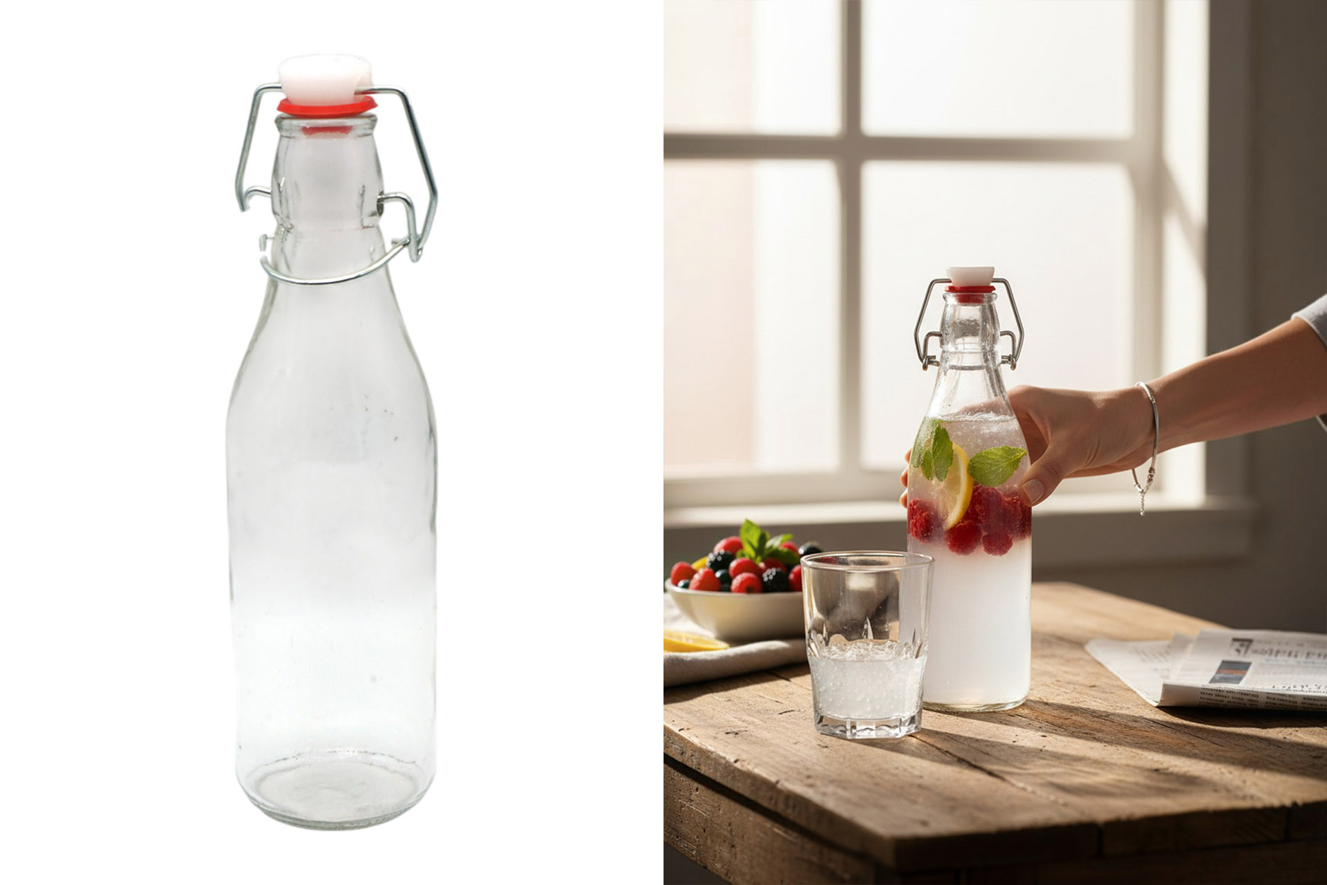 Flasche Glas mit Bügelverschluss, 250ml