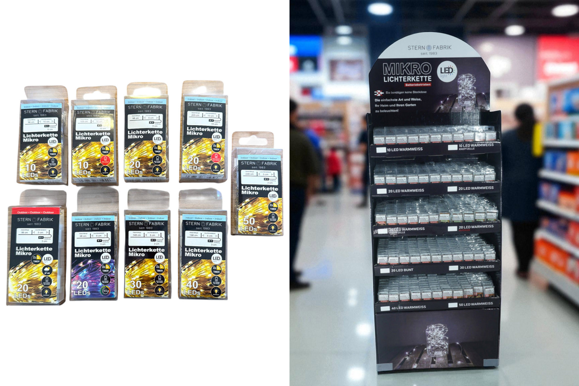 Display - Mikro Lichterketten, batteriebetrieben mit 6h Timer, 495 Teile