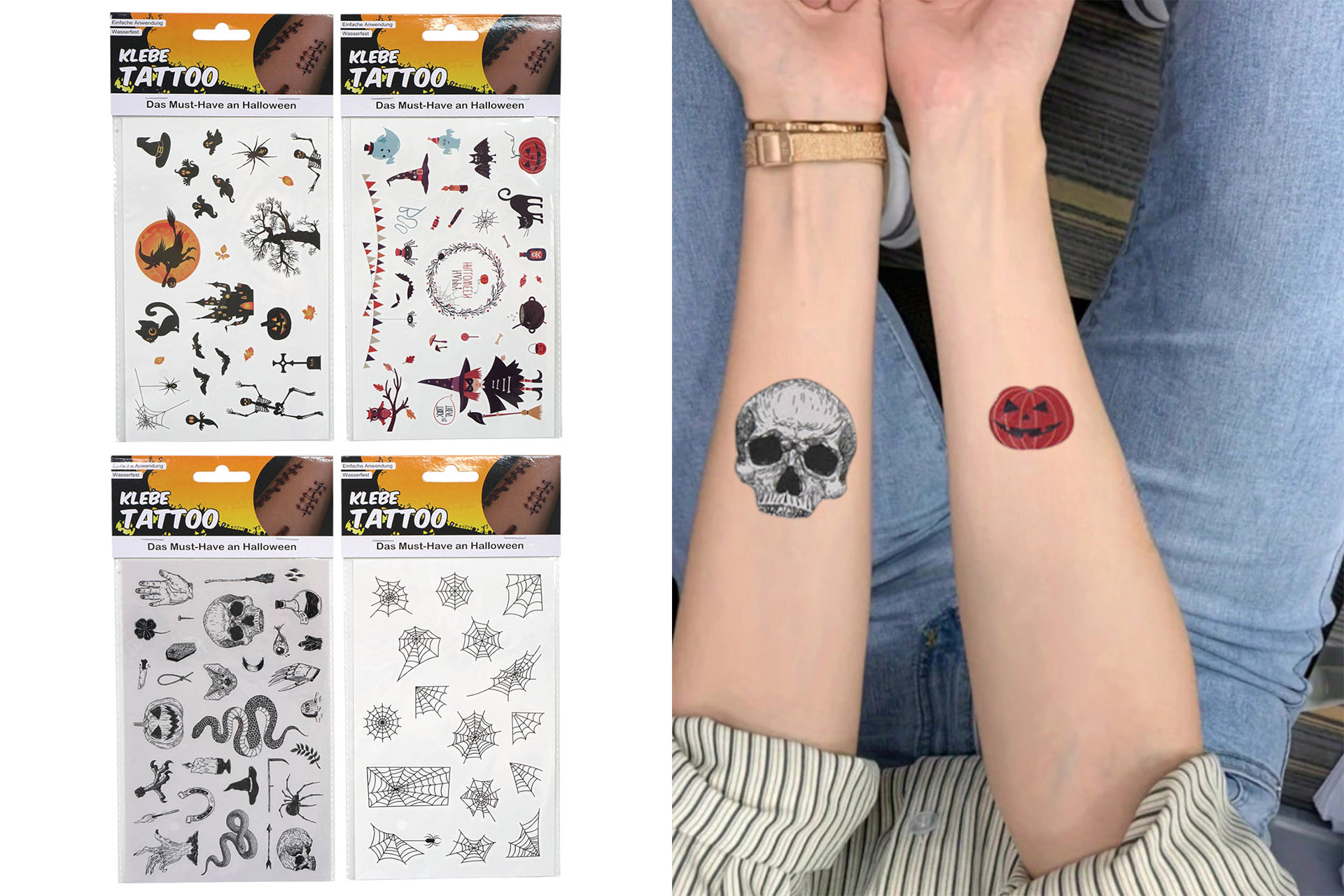 Klebetattoo Halloween "Klassiker", 19x12cm, 4 Designs