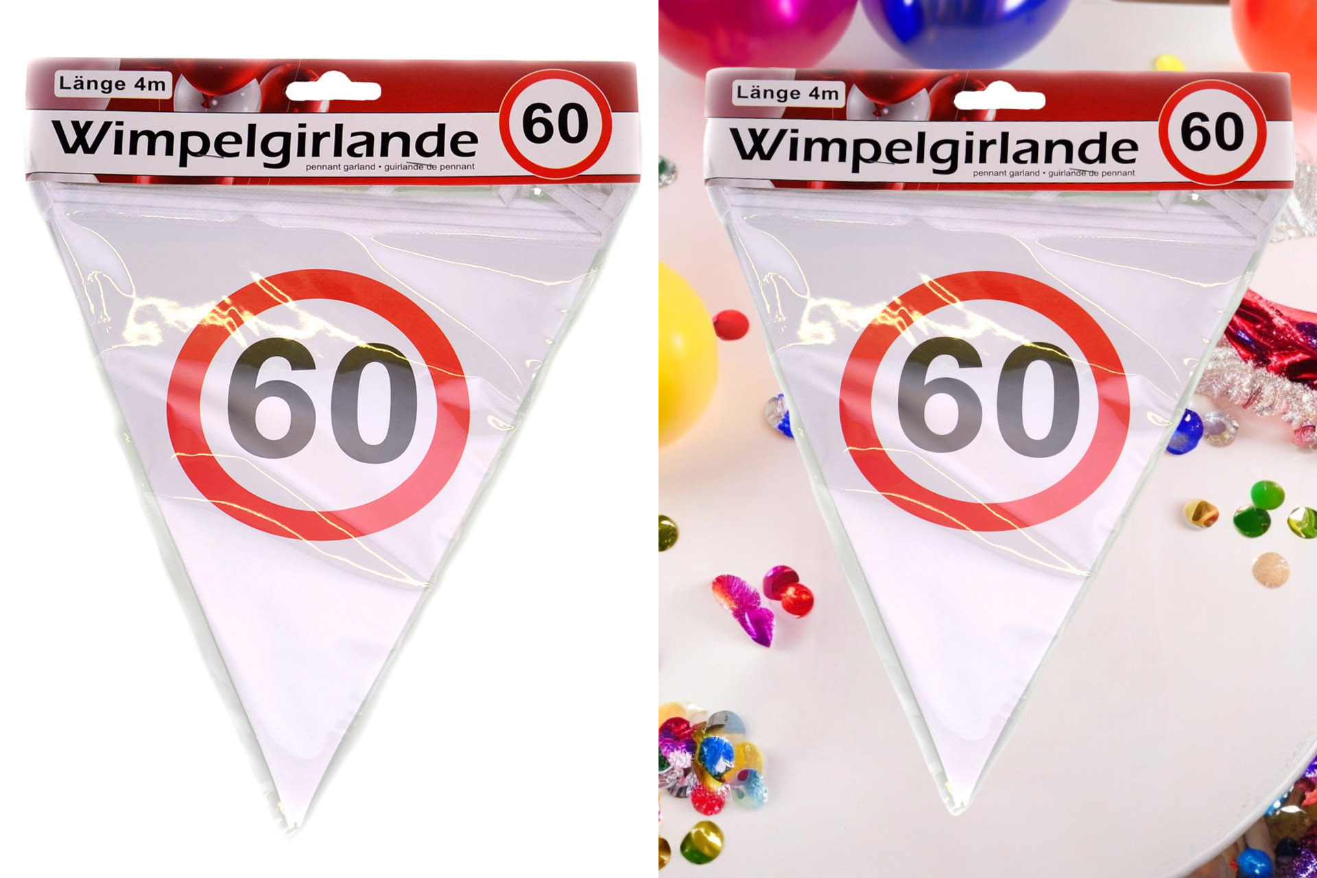 Jubiläums Sortiment Refill für Display Wimpelgirlande Papier "60"