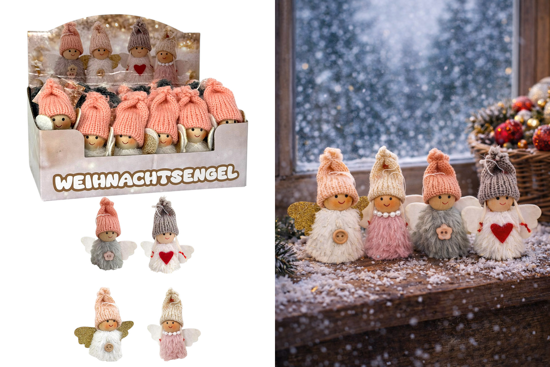 Weihnachtswichtel Figuren "Engel-Kinder", 7,5cm, 4 Designs, im Display