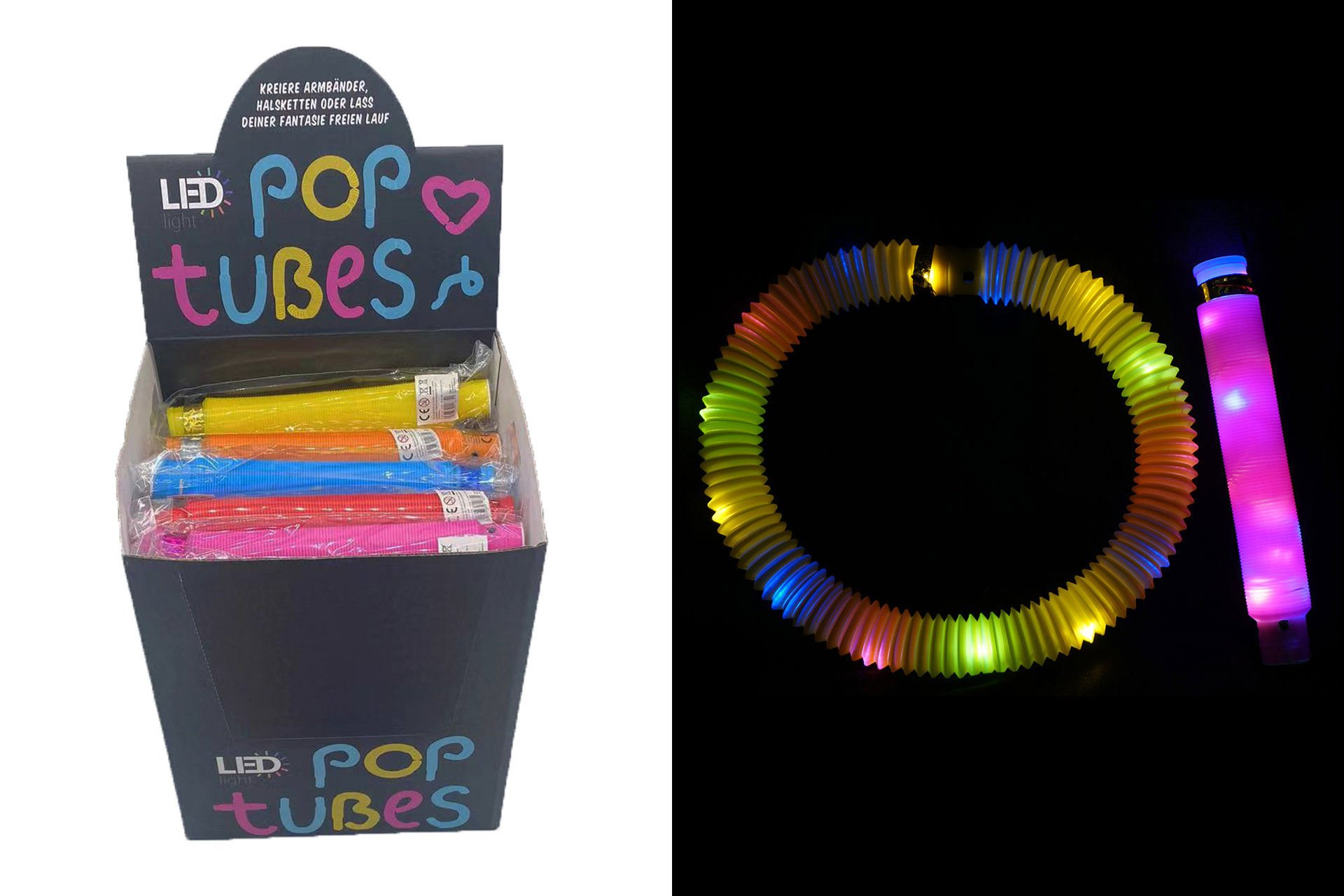 Pop Tube Neon LED 6 Farben, im Display