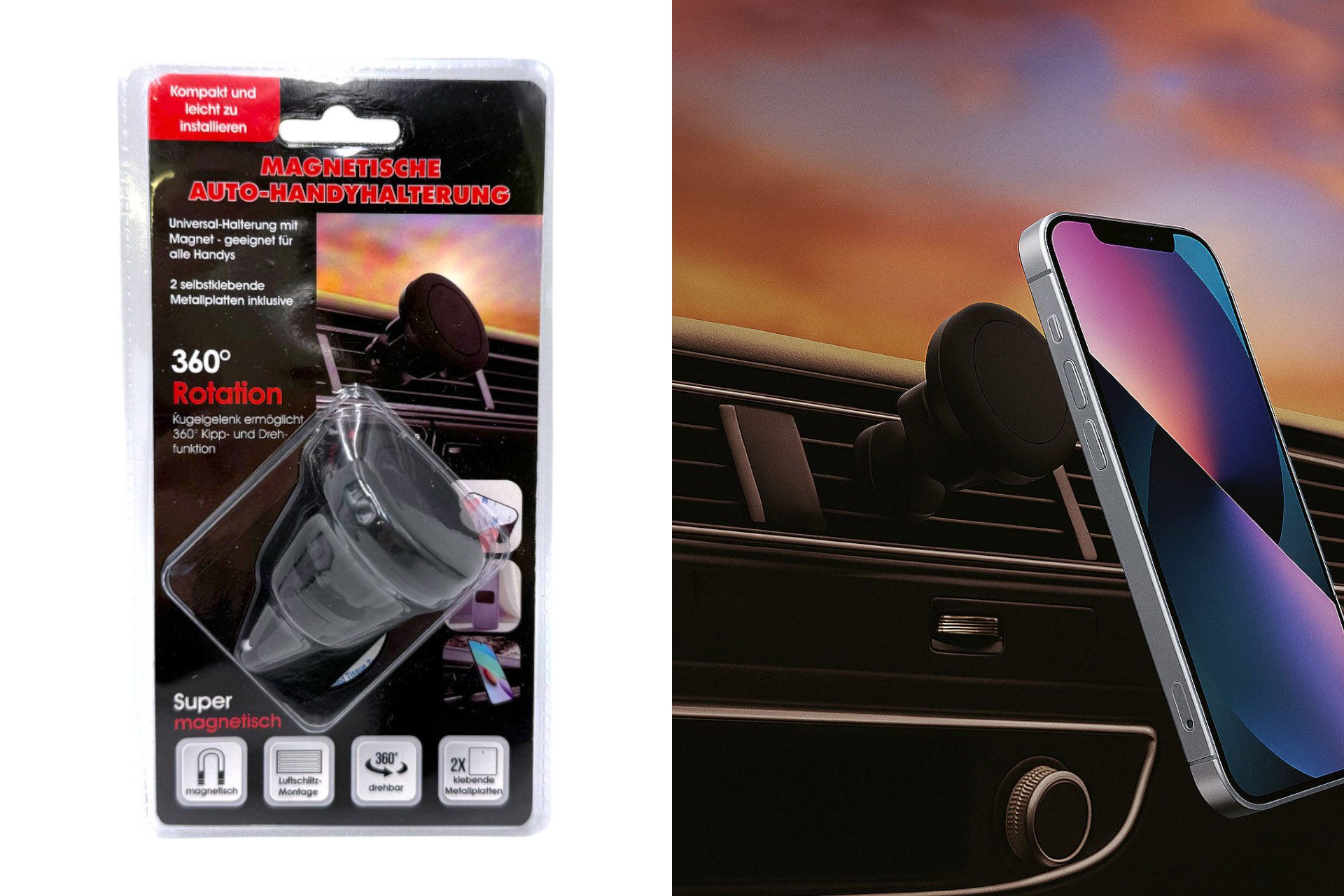 Handyhalterung "Universal" für Lüftung, 4,5x4,5x6cm