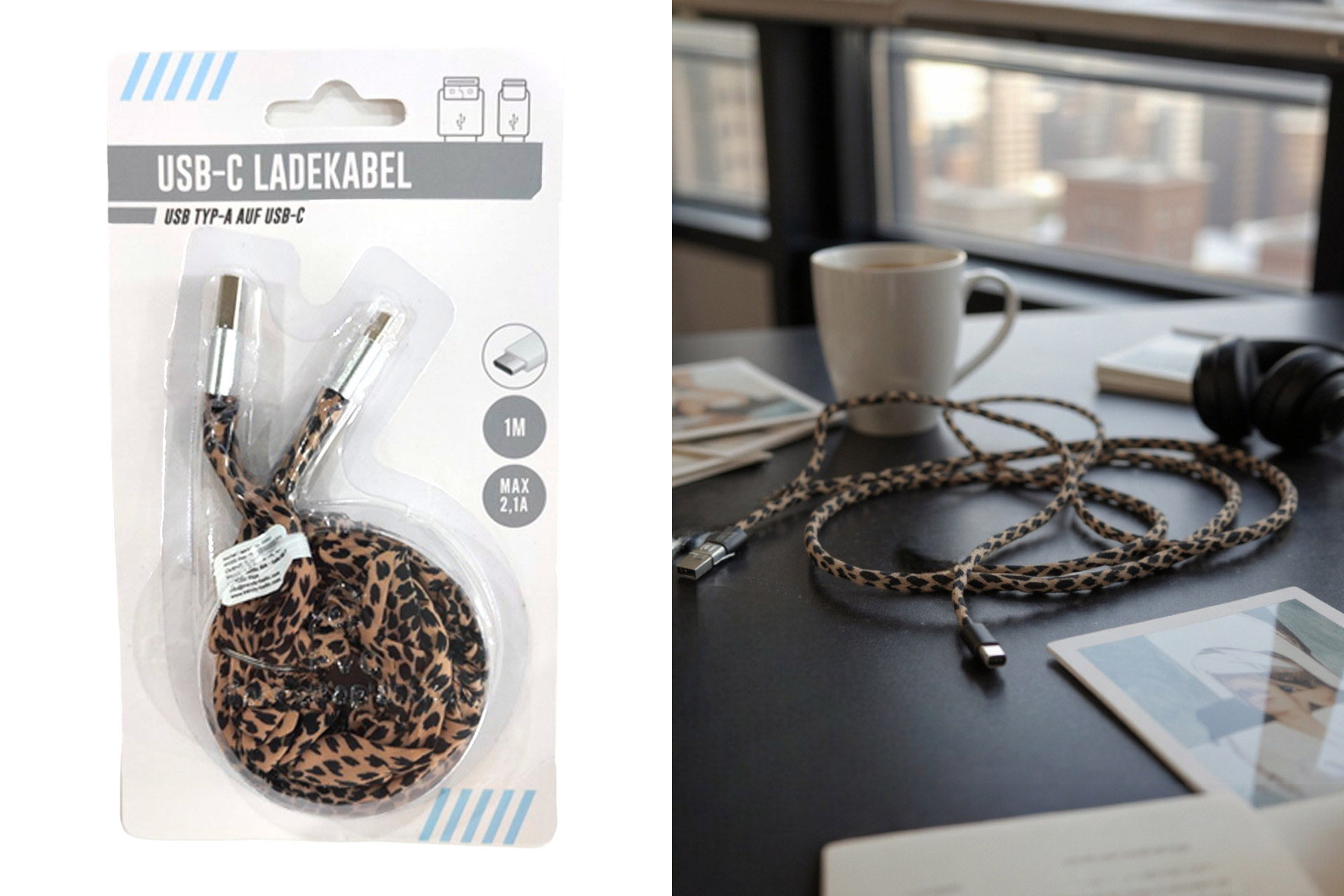 Ladekabel USB-C "Leopard", 1m