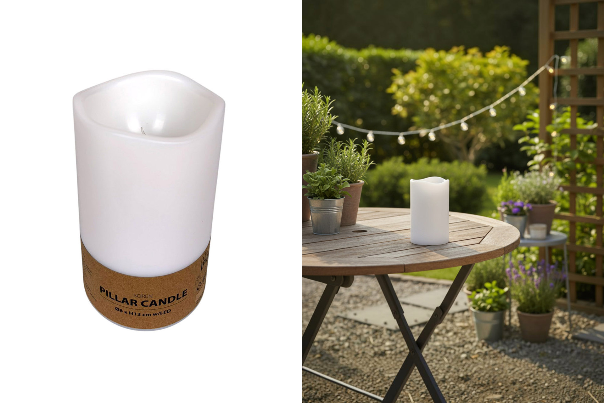 LED Outdoor Kerzen, 8x8x13cm, mit Timer, Stock!