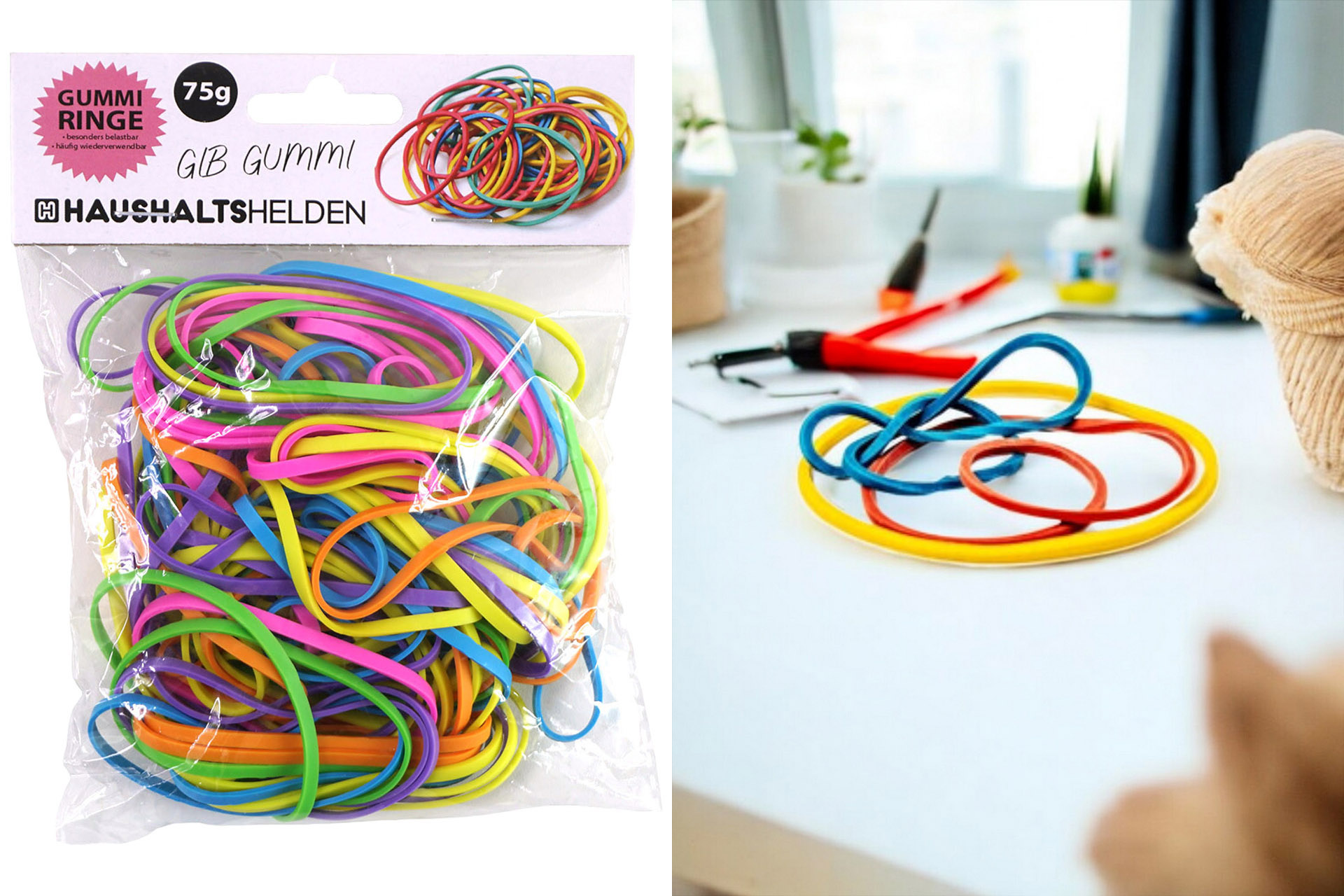 Haushalts- und Bastelgummies, bunt, 75g