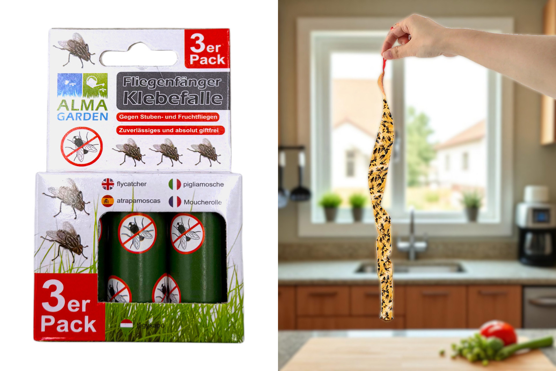 Fliegenfänger-Rollen zum hängen, 3er