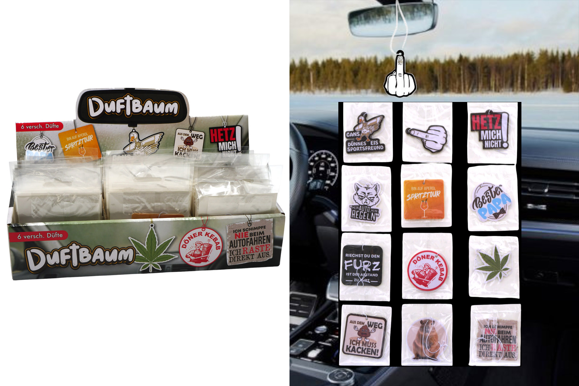 Duftbaum mit Spruch, Ø 6cm, 12 Designs, 6 Düfte sortiert