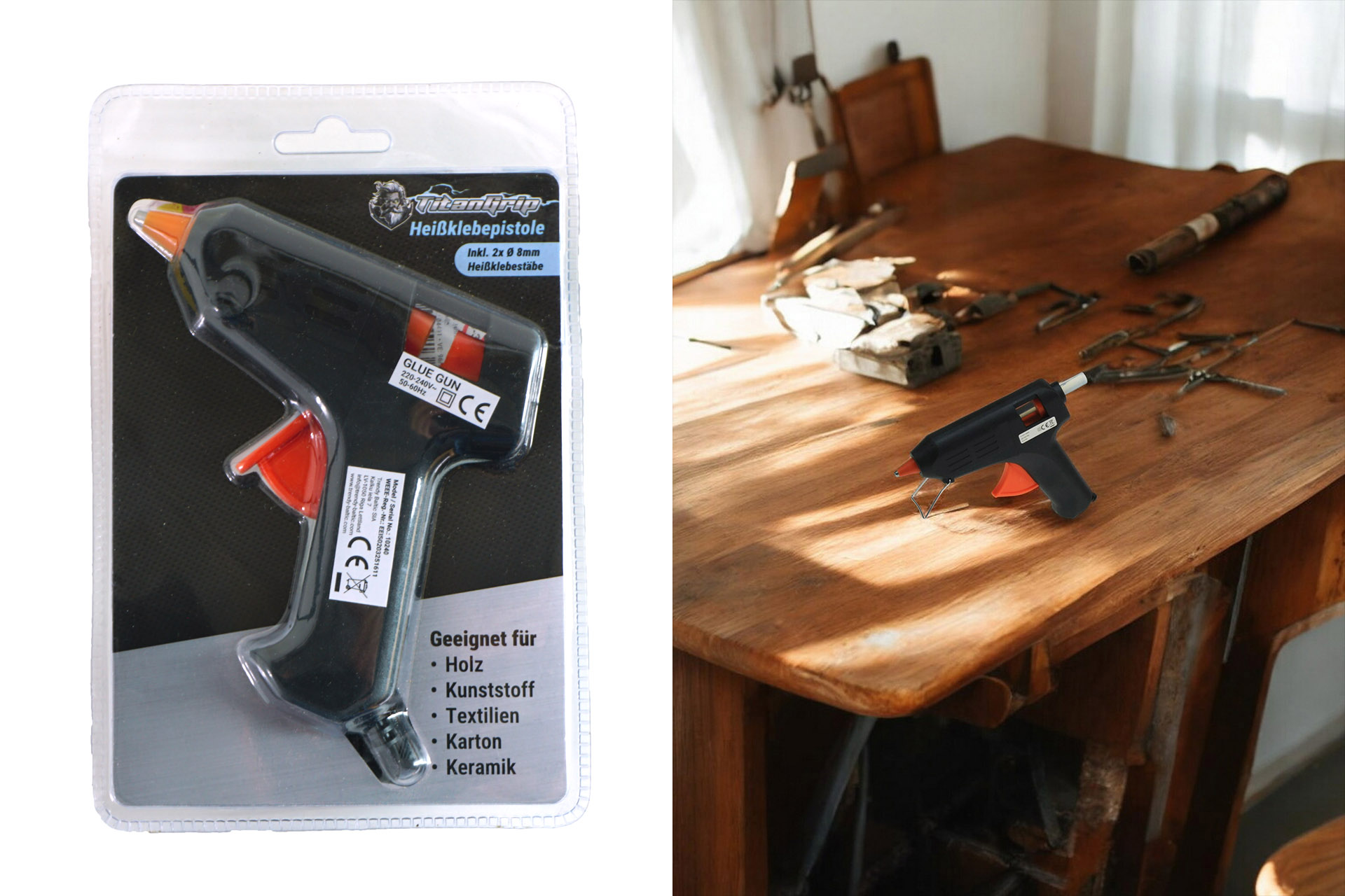 ZB Heißklebepistole bis 8mm, inkl. 2 Heißklebestäbe