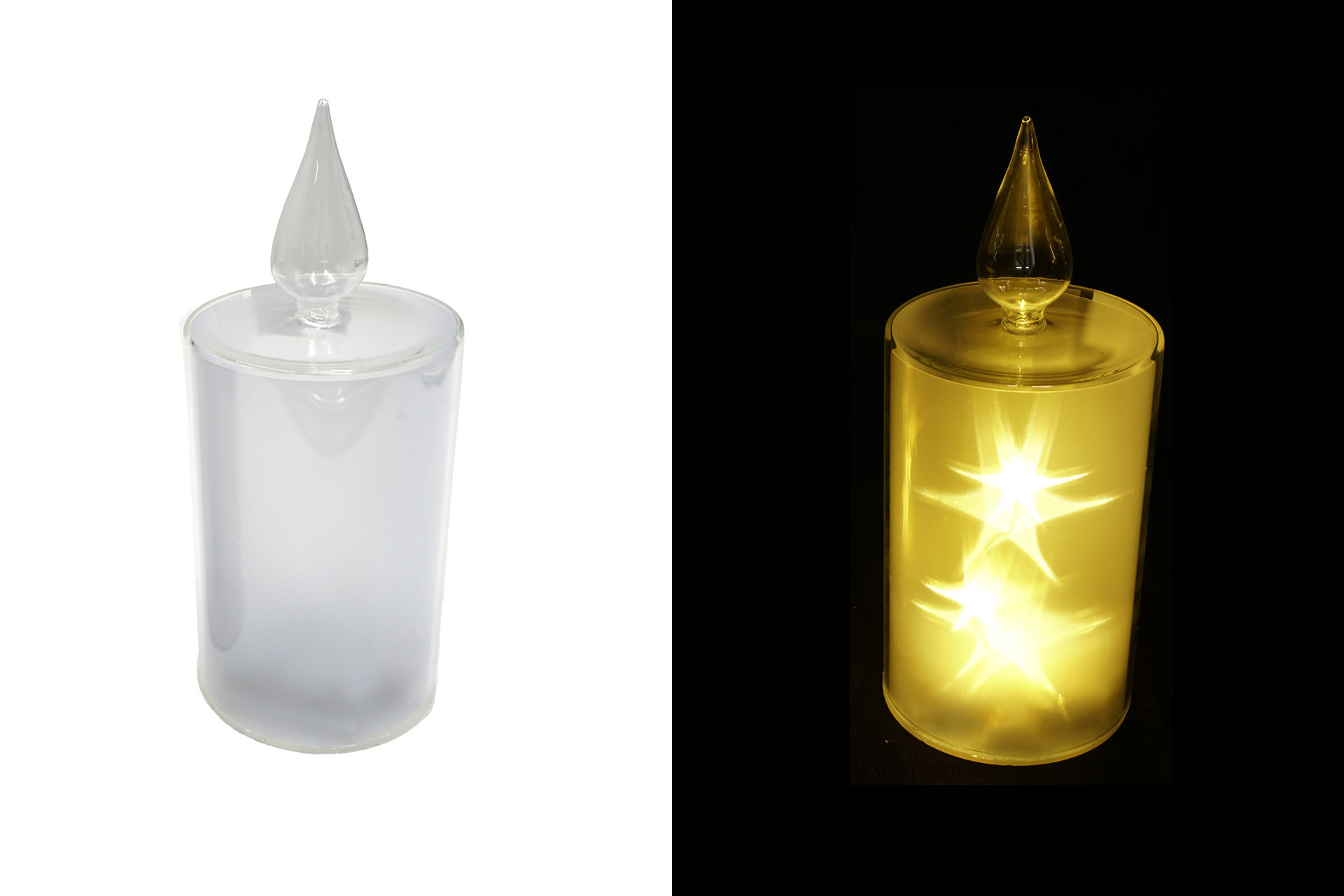 LED Dekoration "Kerze" mit Stern-Effekt Folie, 5 LEDs, 21x9cm, mit Timer