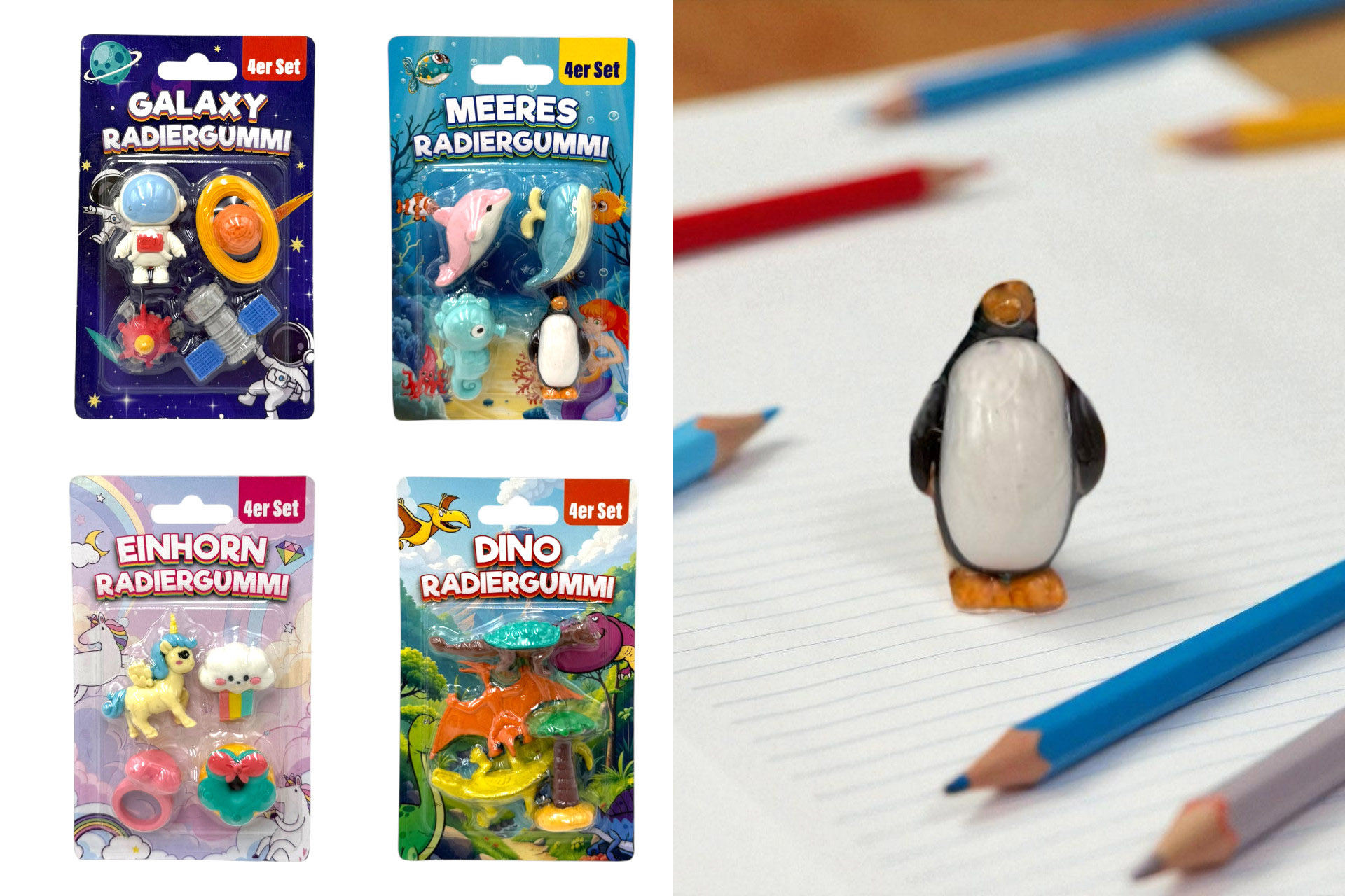 Radiergummi "Kinder", 4er Set, 4 Designs