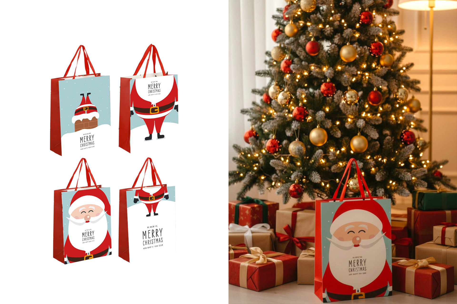 Geschenktüte Weihnachten "Santa Edition" 18x23x10cm, 4 Designs