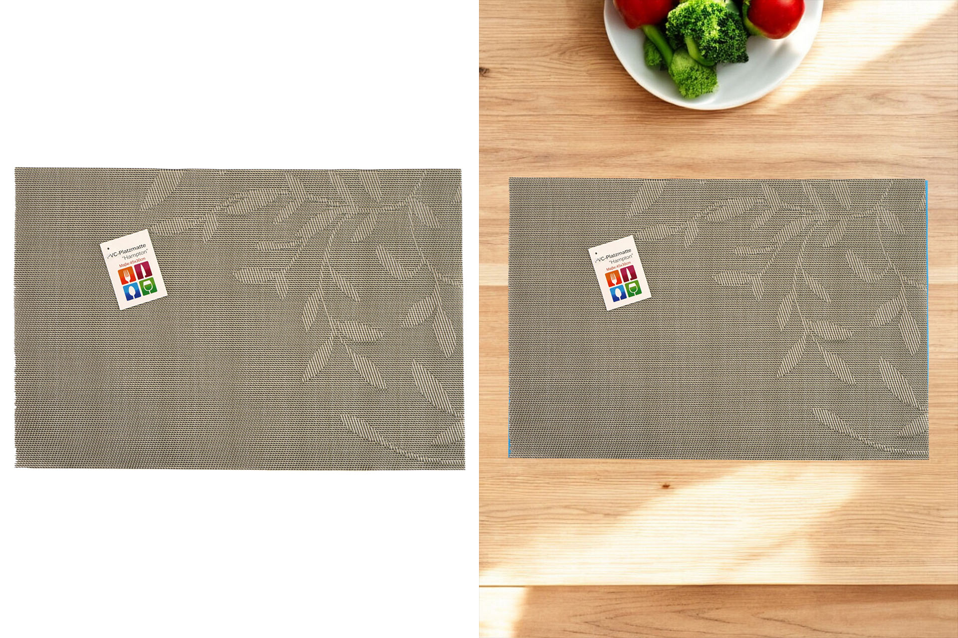 Platzset "Hampton" 45x30cm, PVC, Blätter Design silber