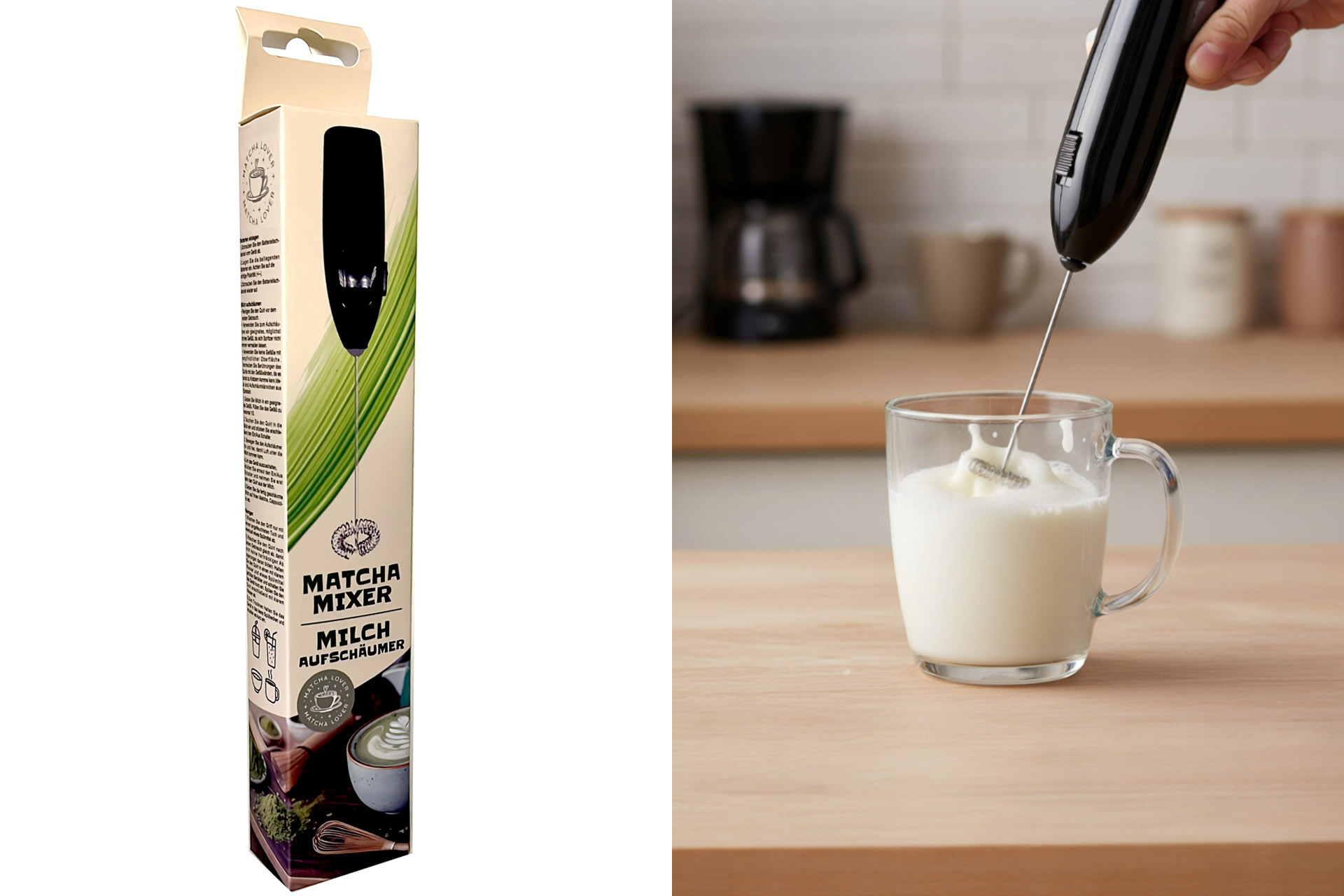 Milchaufschäumer / Matcha Mixer, 20x3,5x3,5cm, batteriebetrieben