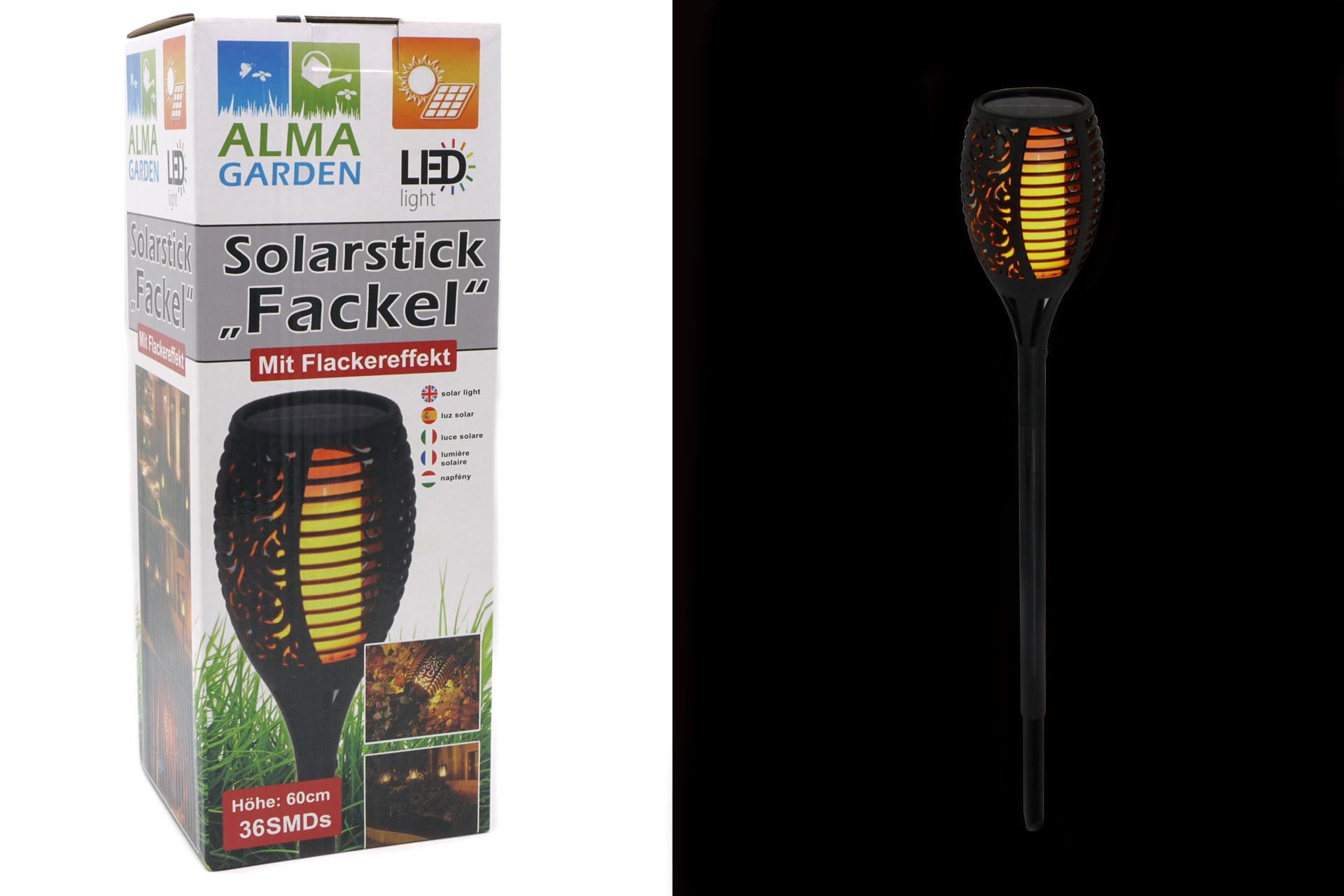 Solar Stick Fackel "Flammenlicht" 12 SMD's, 60cm