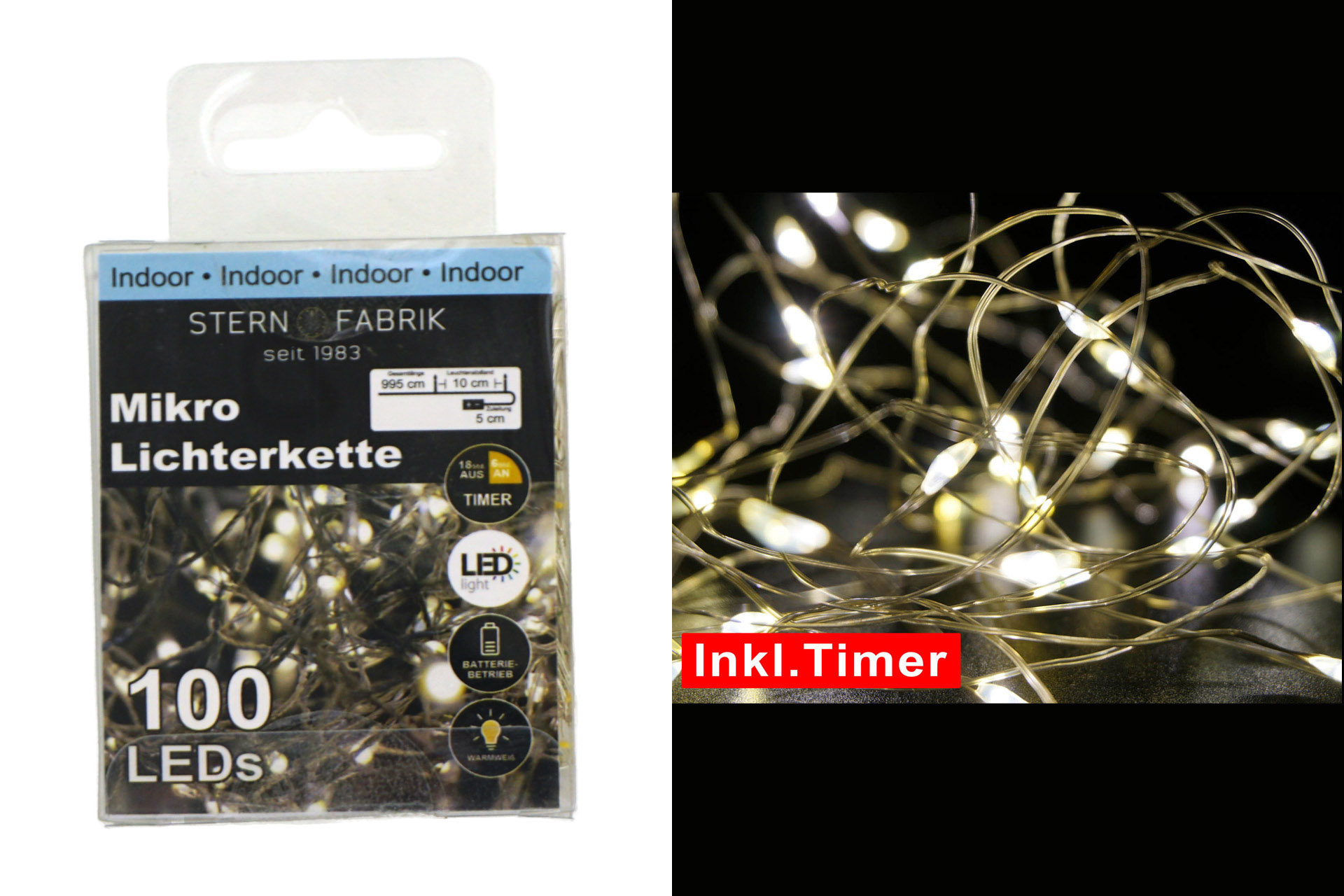 Micro-LED String lights basics with timer, 100 LEDs