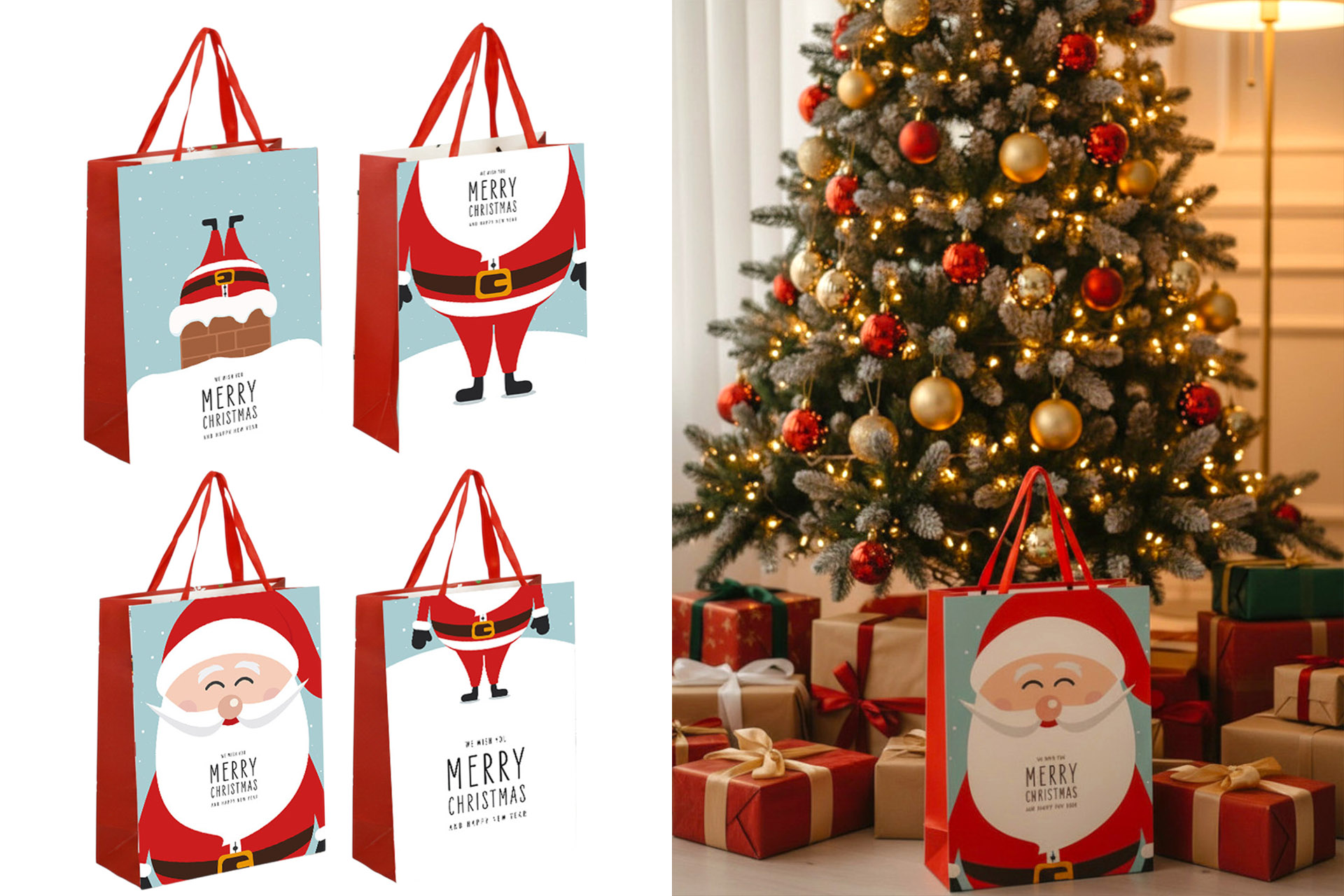 Geschenktüte Weihnachten "Santa Edition" 26x32x12cm, 4 Designs
