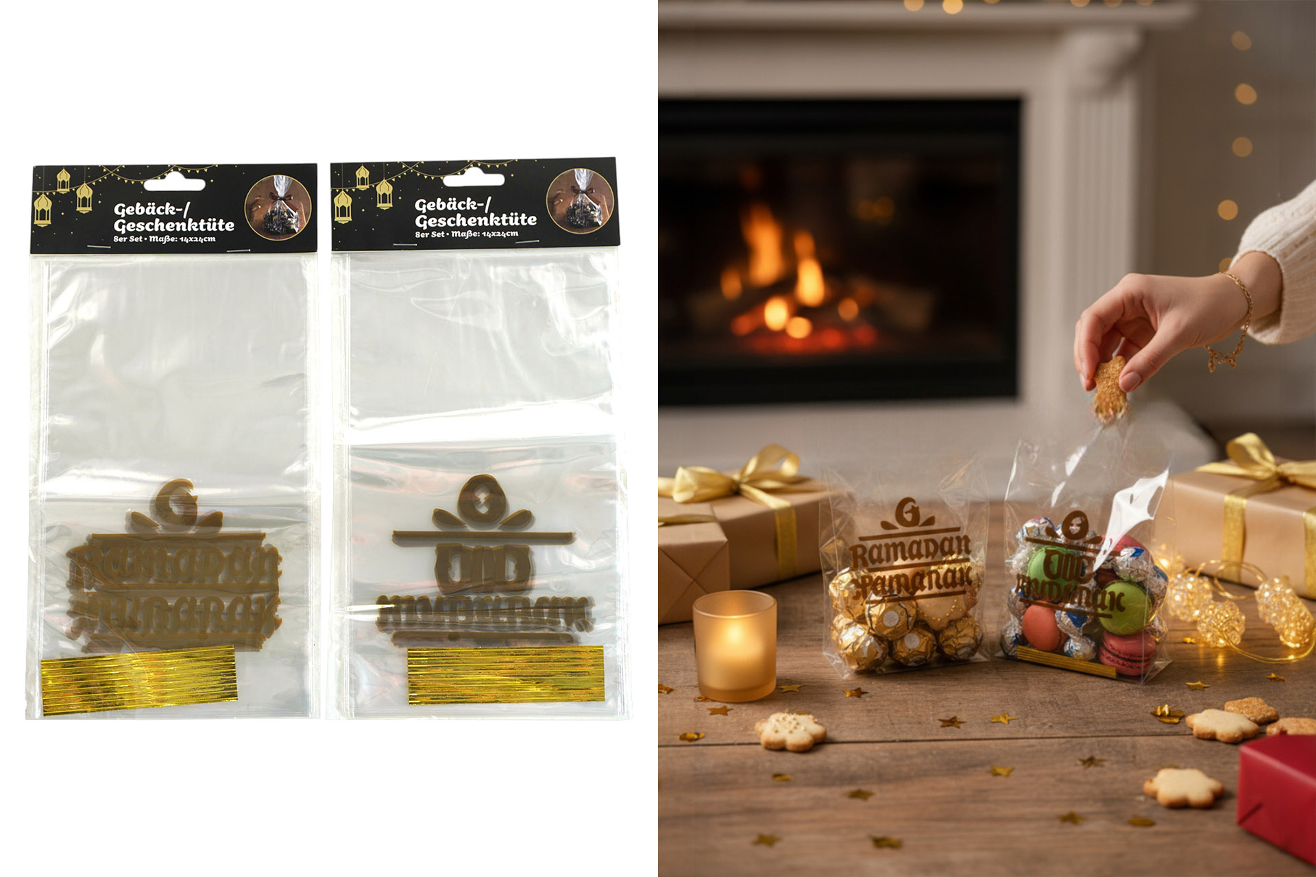 Gebäck- und Geschenktüte "Ramadan", 2 Designs,14x24cm, 8 Stück