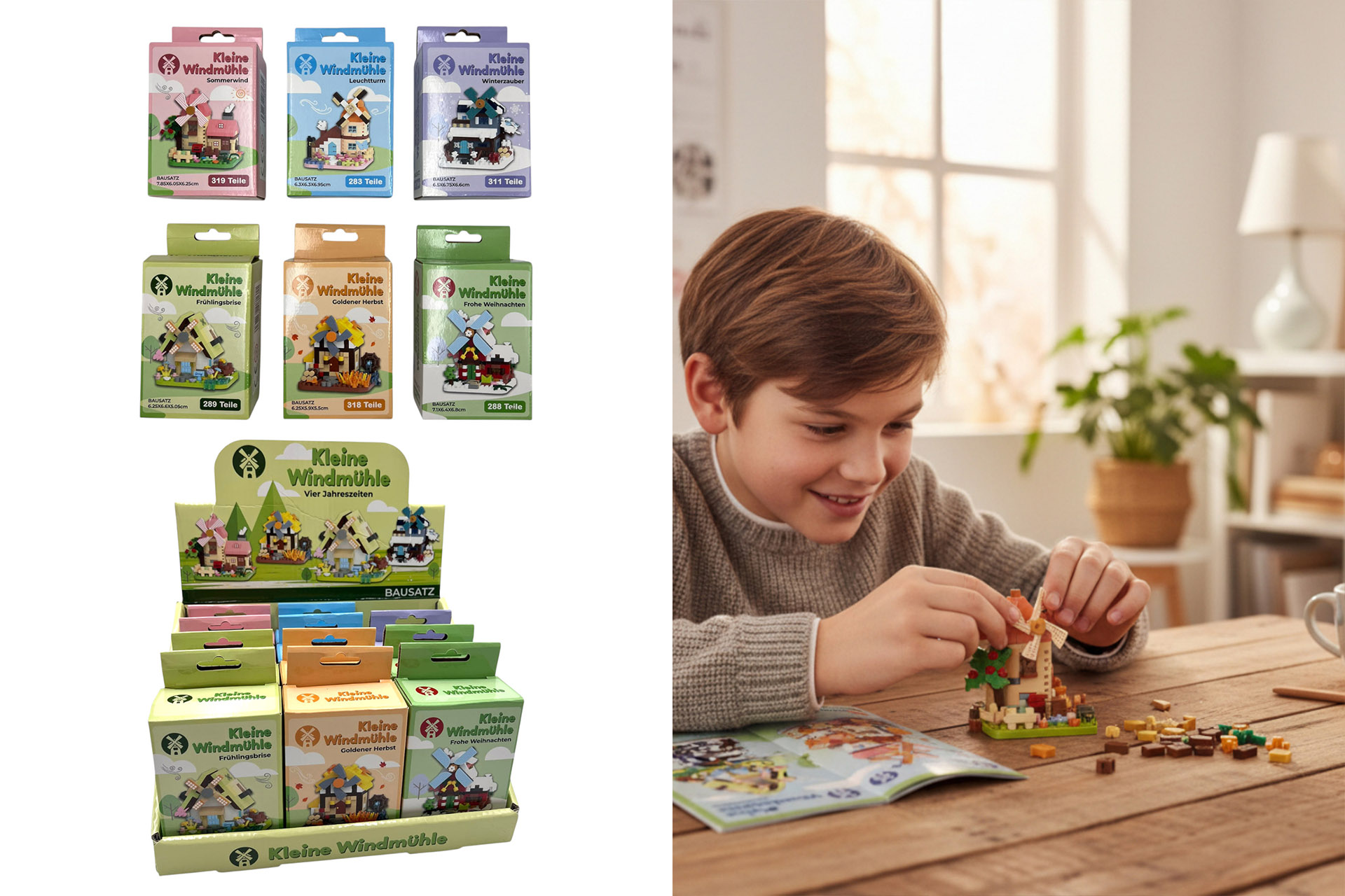 Bricks-Set "Windmühle", 6 Designs, im Display