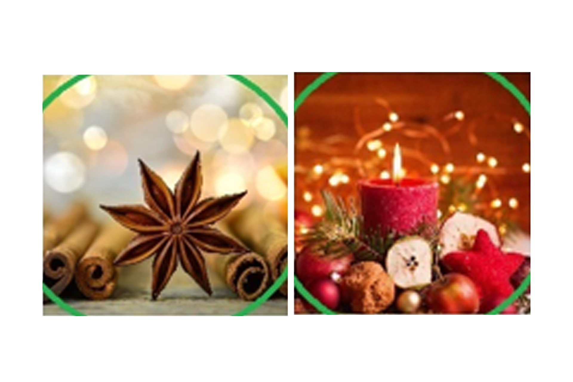 Servietten "Apfel & Zimtstern" 33x33cm, ¼ Falz, 3-lagig, 20er Pack, 2 Designs