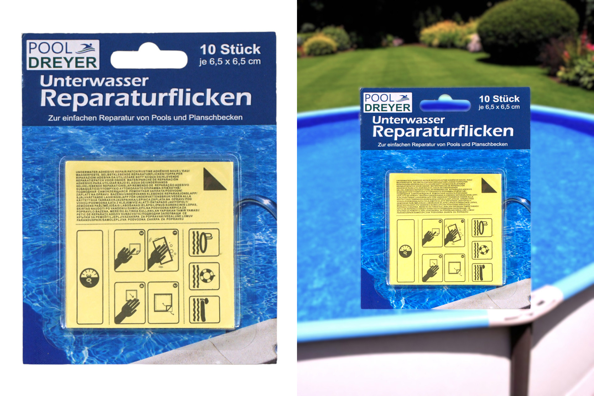Unterwasser Reparaturset 6,5cm x 6,5cm, 10er Set