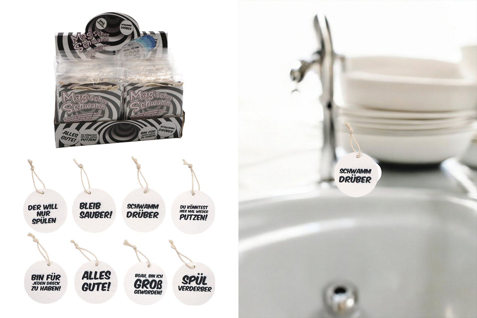 Magischer Schwamm mit Druck 2er 8 Designs, im Display