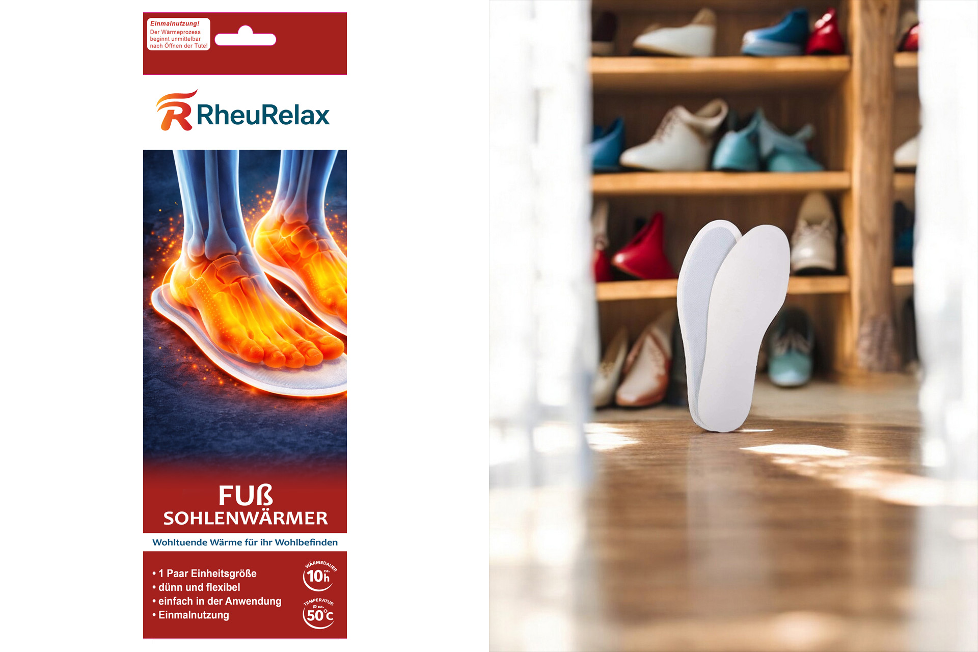Einlegesohlen "Rheu Relax" 10 Stunden Wärme, 1 Paar
