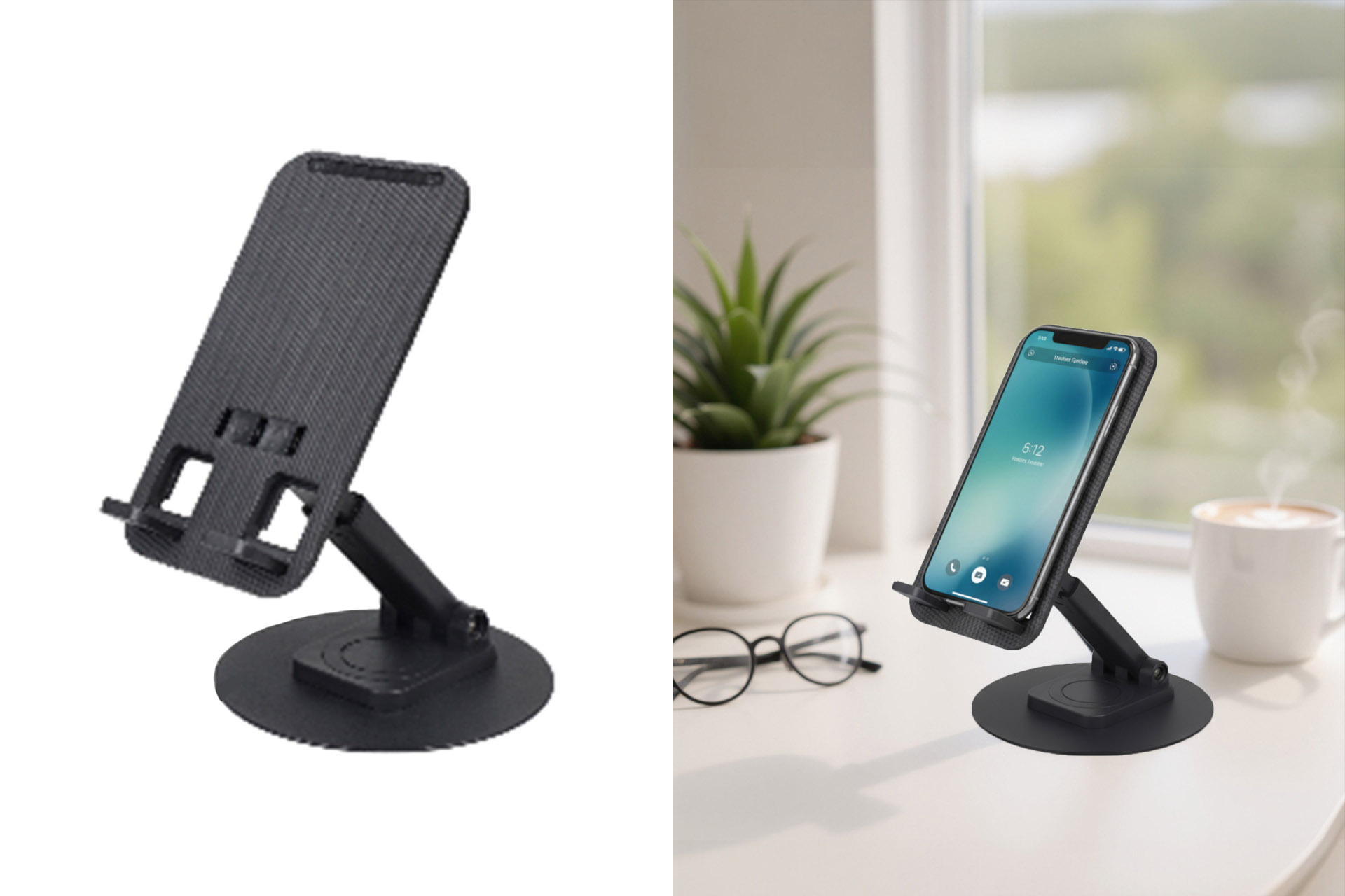 Handyhalter Ständer Universal flexibel, schwarz 12x10x7cm