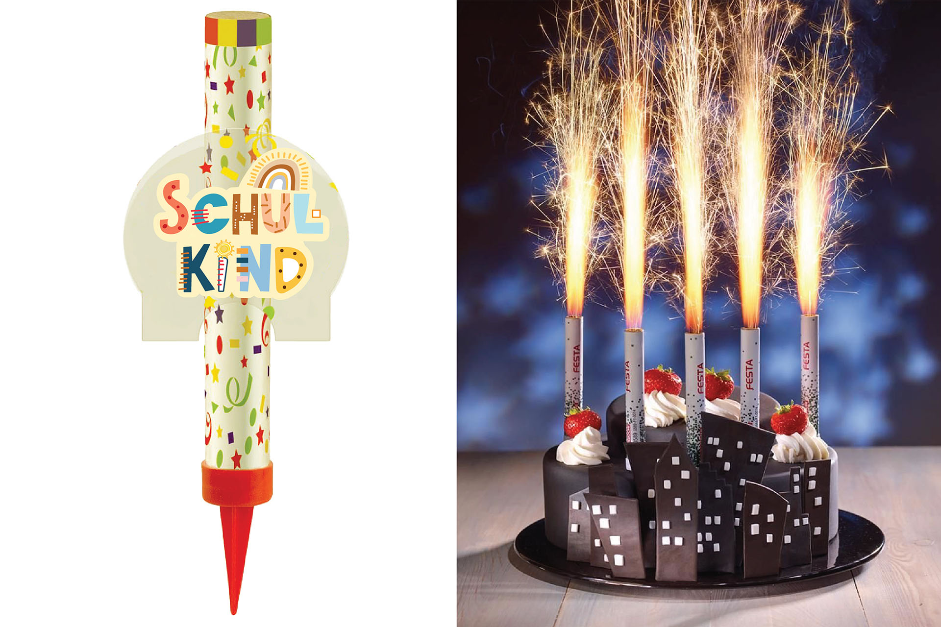 Geburtstagsfontäne "Ich bin jetzt ein Schulkind", Brenndauer 40 Sekunden