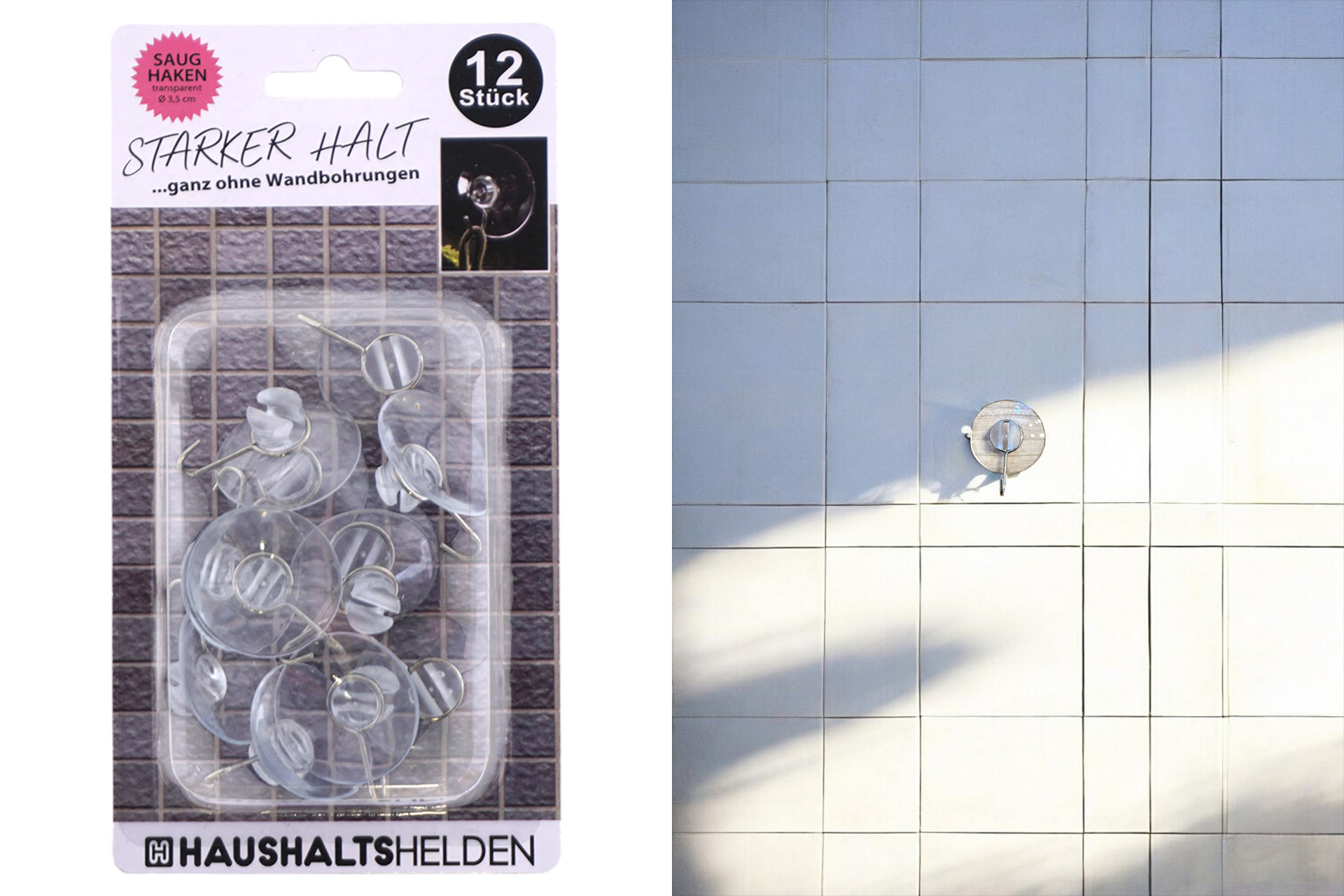 Saughaken mit Metallhaken Ø 3,5cm transparent, 12er