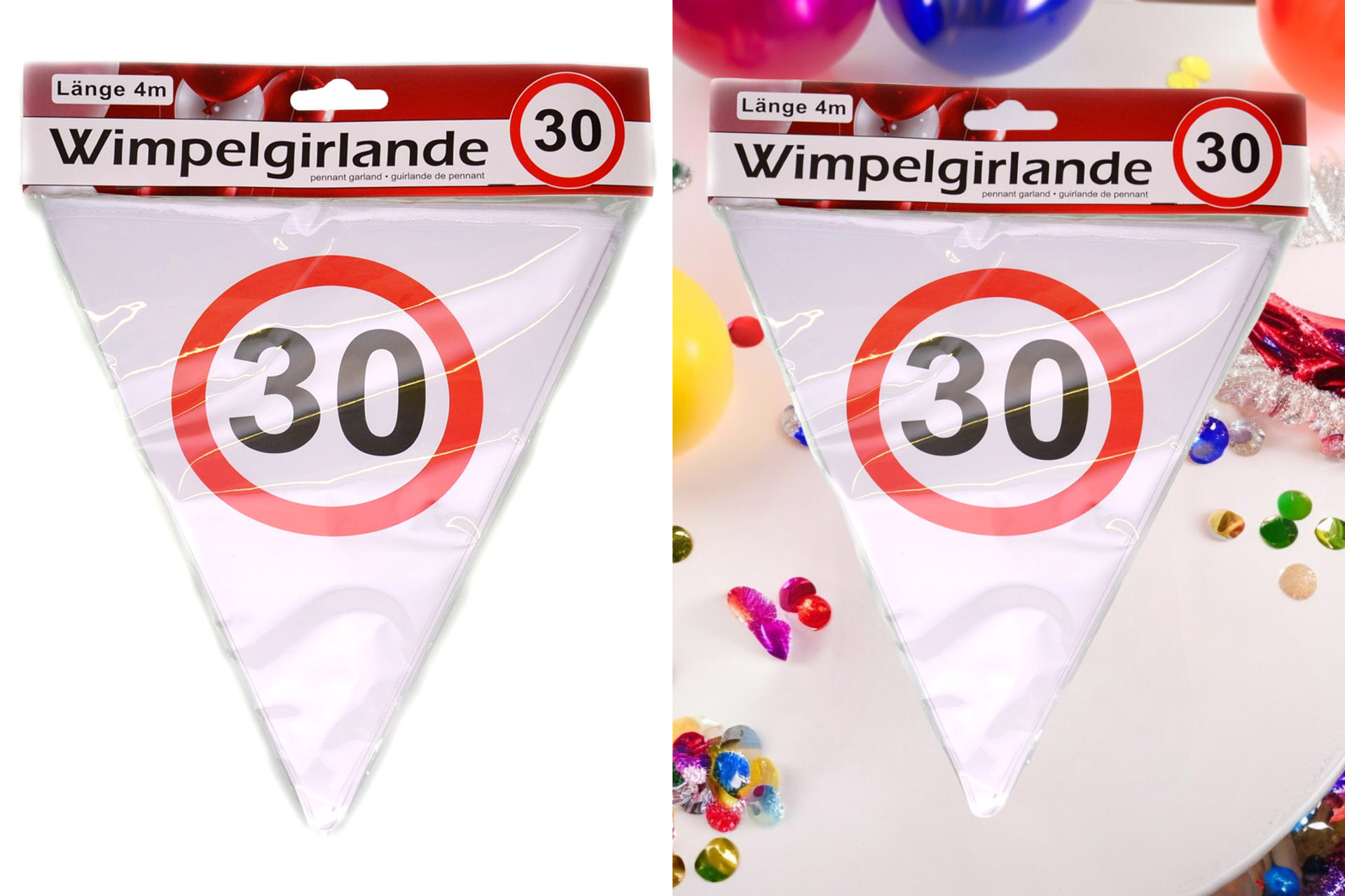 Anniversary assortment refill for display pennant garland paper "30"