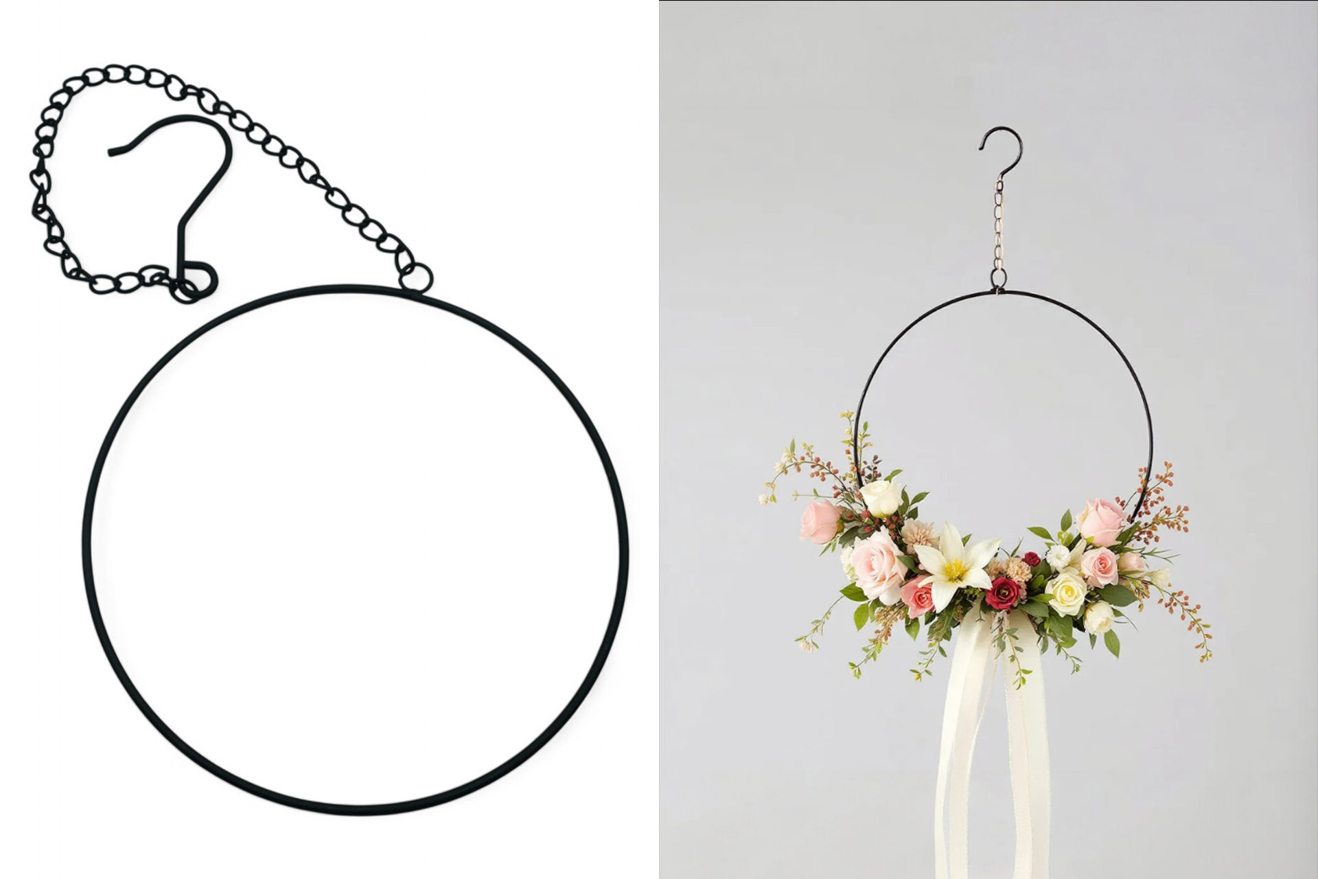 Dekoration Metall "Ring mit Kette und Haken" zum hängen, 20cm