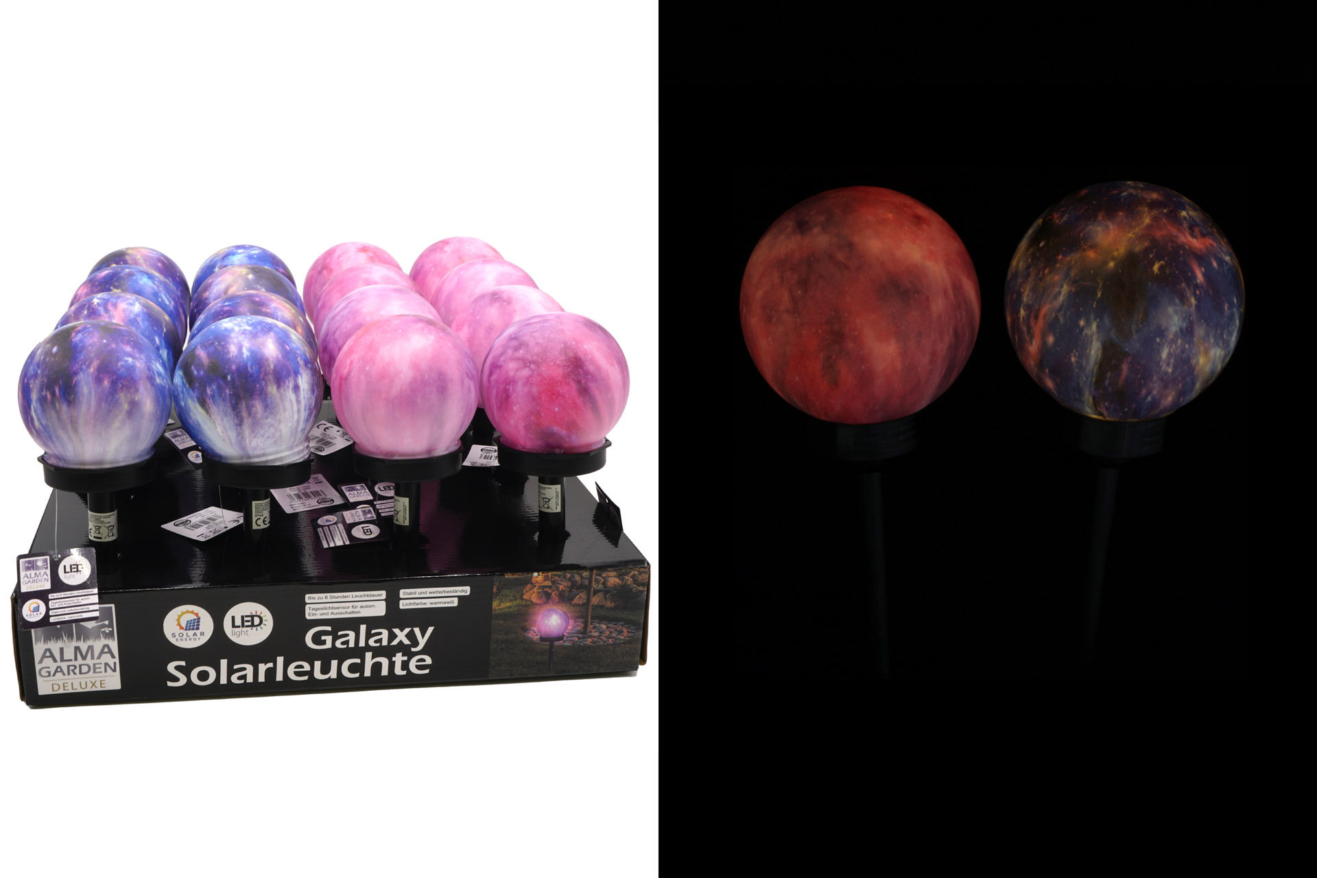 Solar Kugel "Galaxy" auf Stick, 35x15x15cm, warmweiß