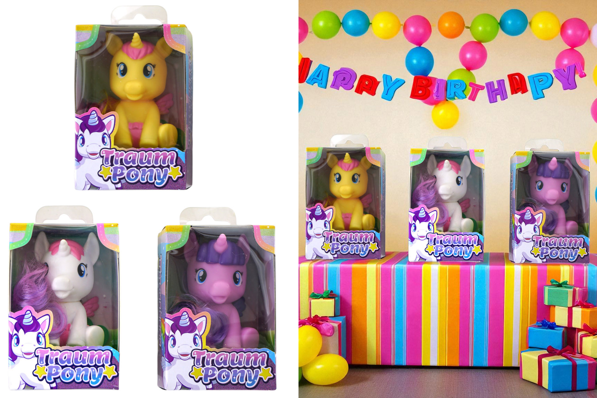 Spieltiere "Pony", 8x5,5x12cm, 3 Designs