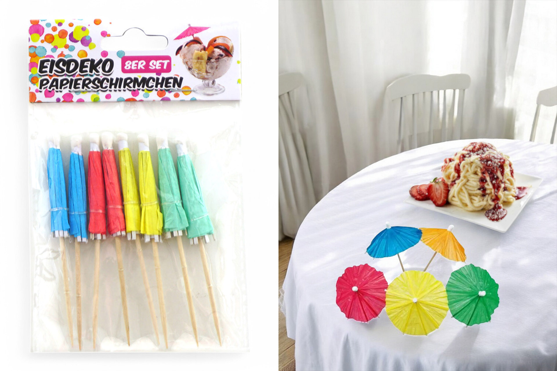 Papierschirmchen, 8er Set, 10cm, bunt