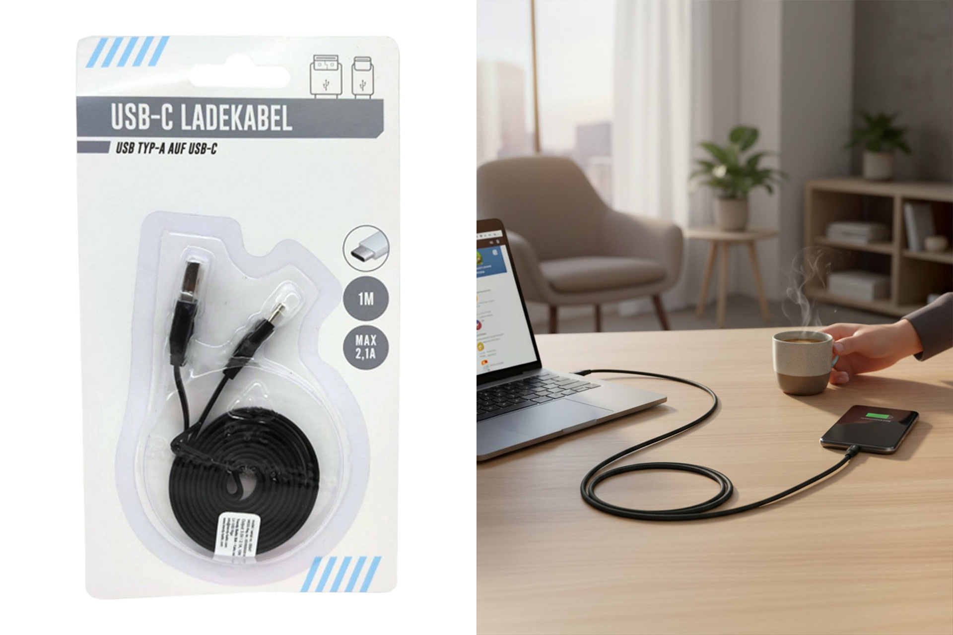 Ladekabel USB-C "Schwarz", 1m