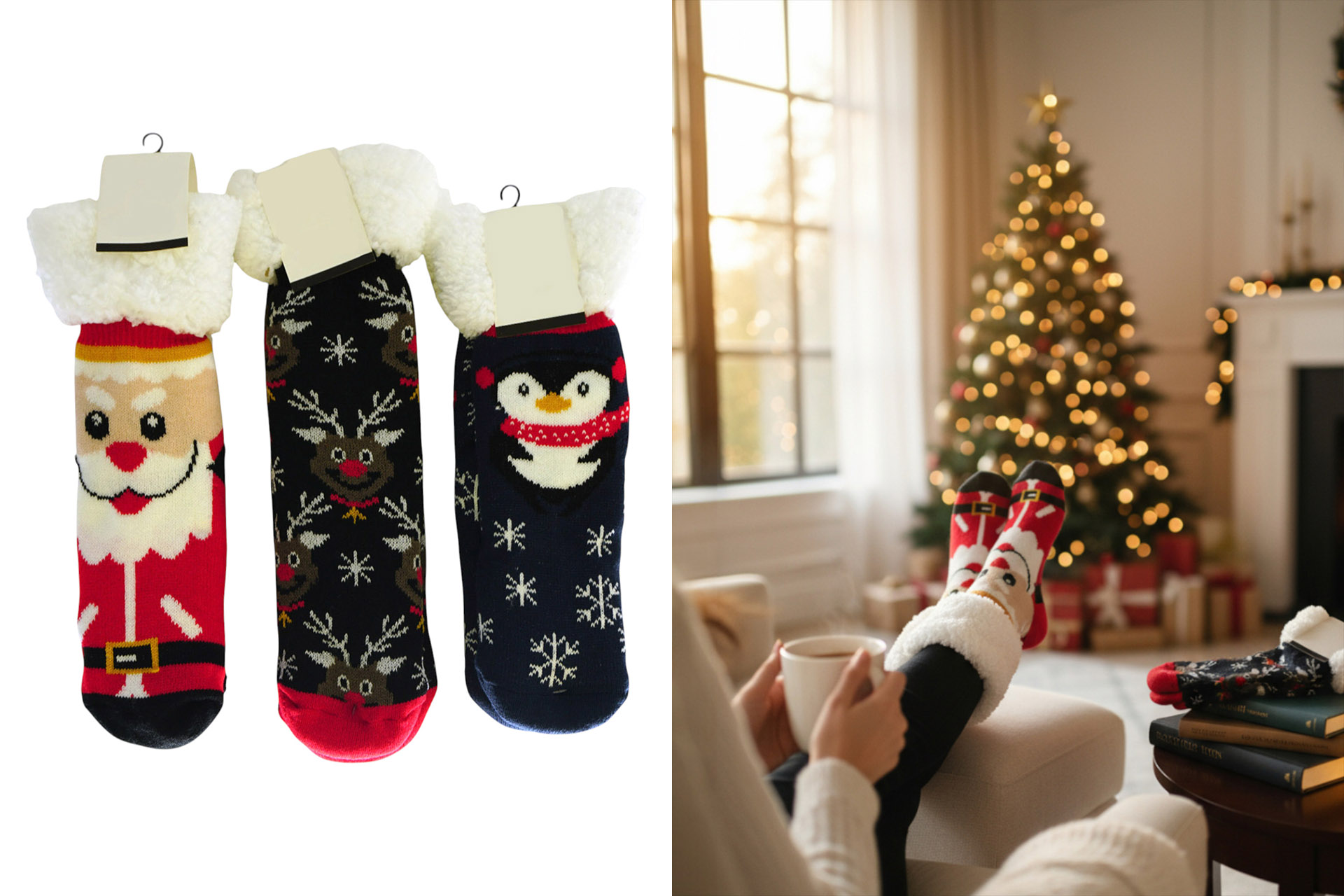 Hüttensocken "Weihnachten", Einheitsgröße, 3 Designs